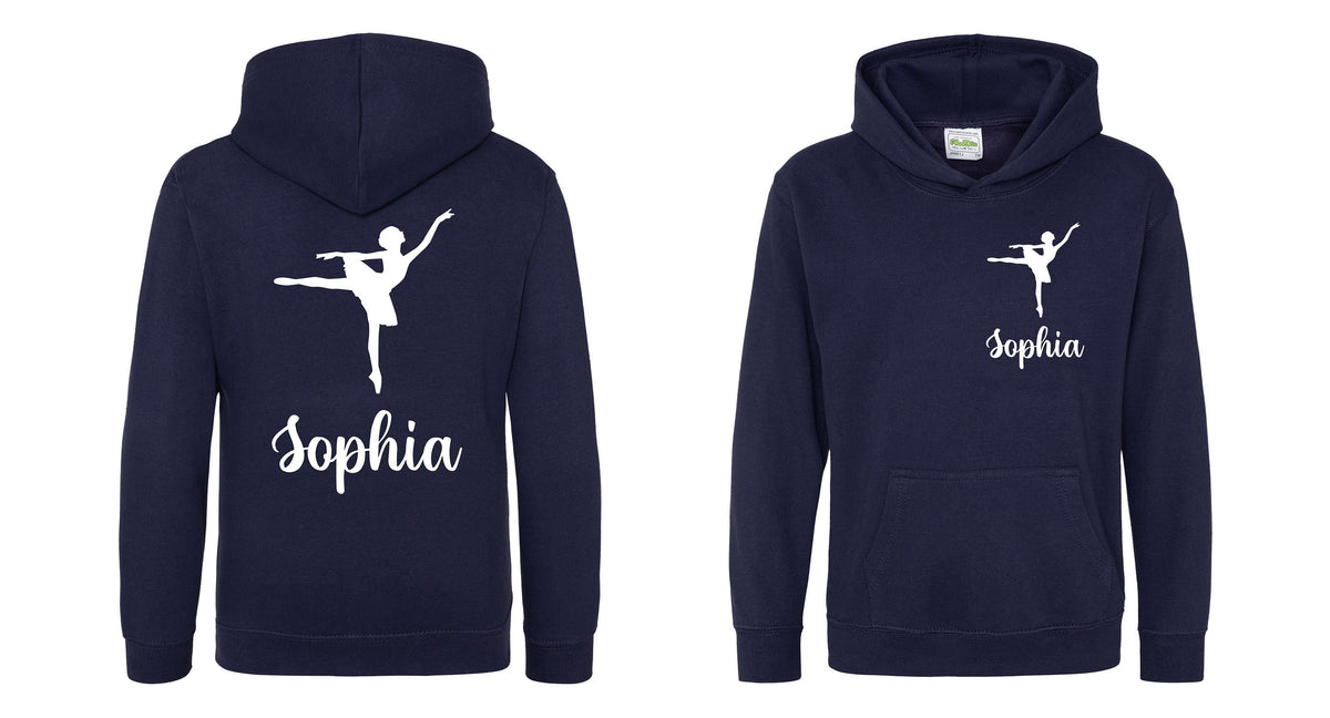 Girls Personalised Name Ballet Dancer Hoodie