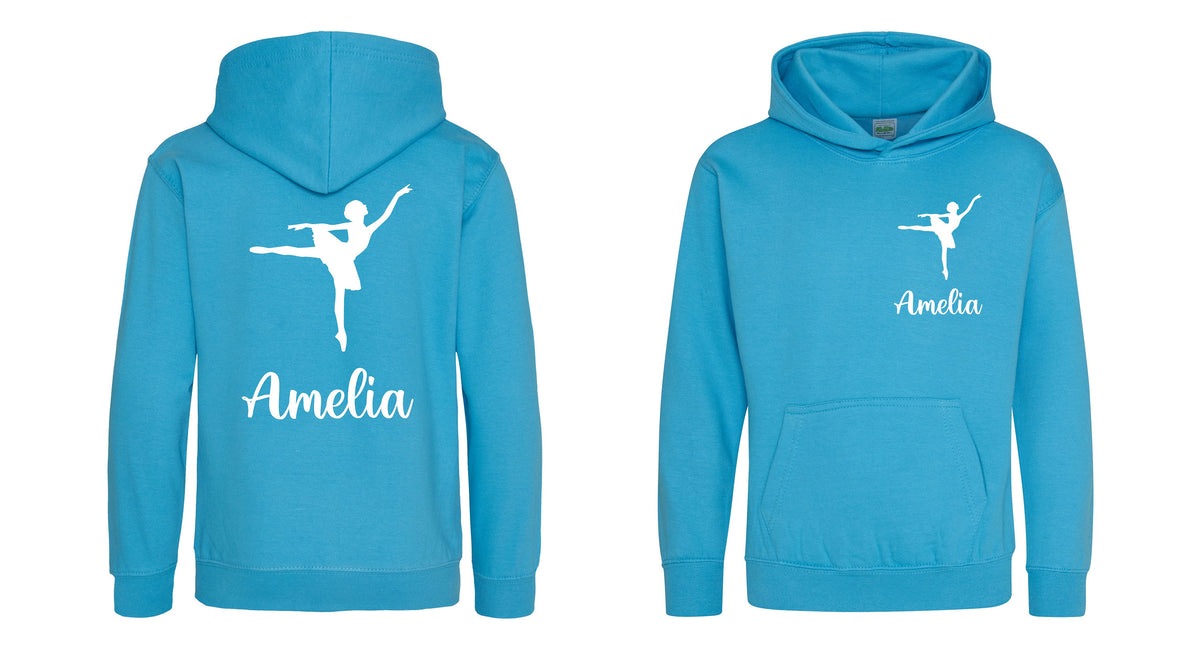 Girls Personalised Name Ballet Dancer Hoodie