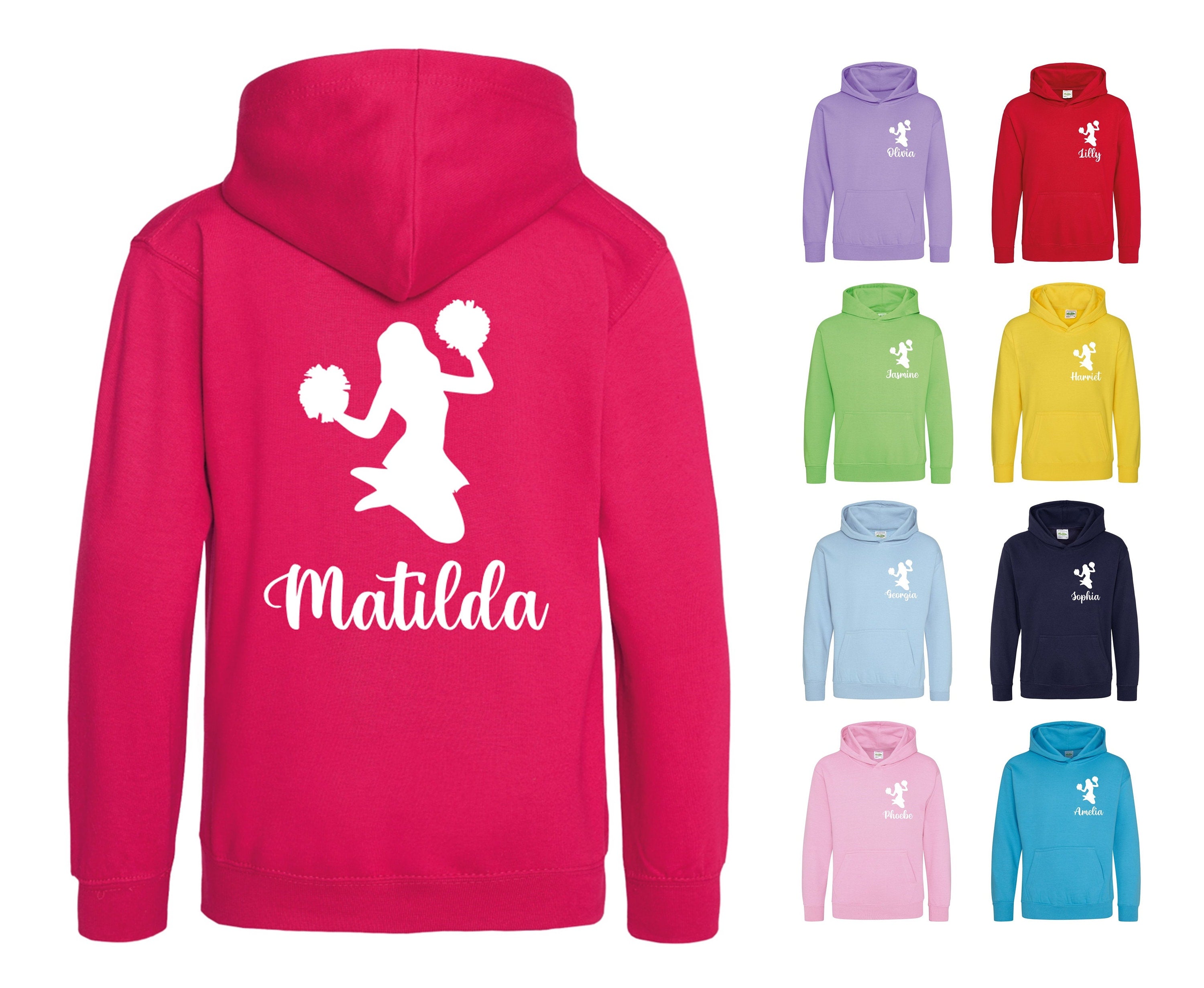 Girls Personalised Name Cheerleader Hoodie