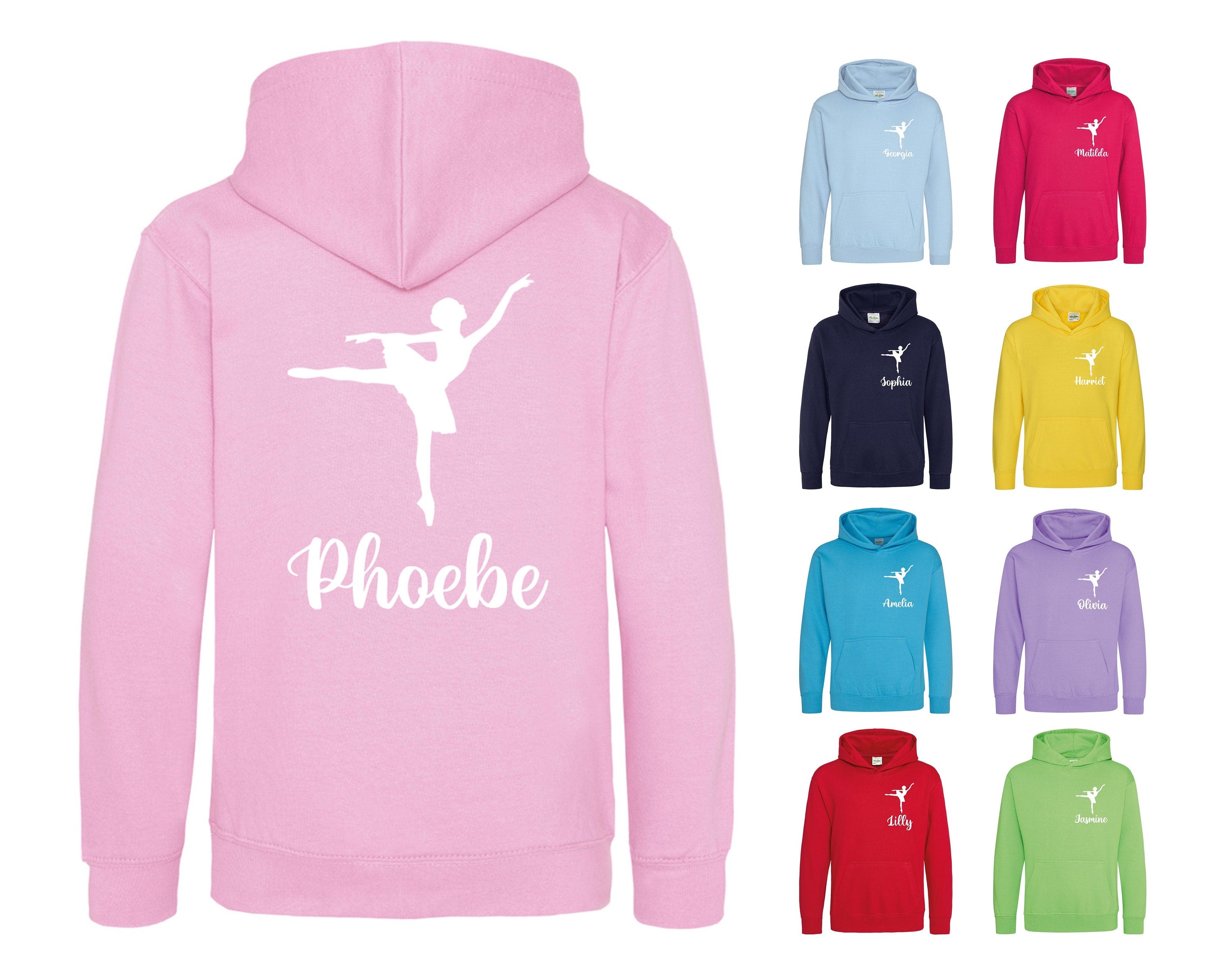 Girls Personalised Name Ballet Dancer Hoodie
