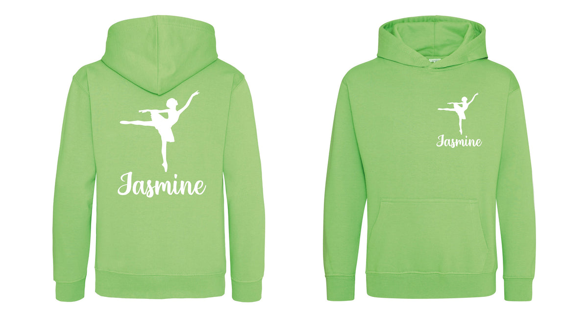 Girls Personalised Name Ballet Dancer Hoodie