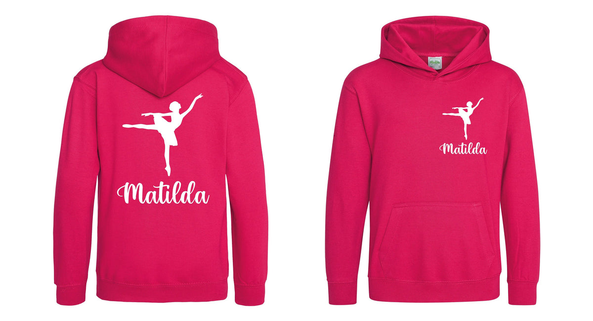 Girls Personalised Name Ballet Dancer Hoodie