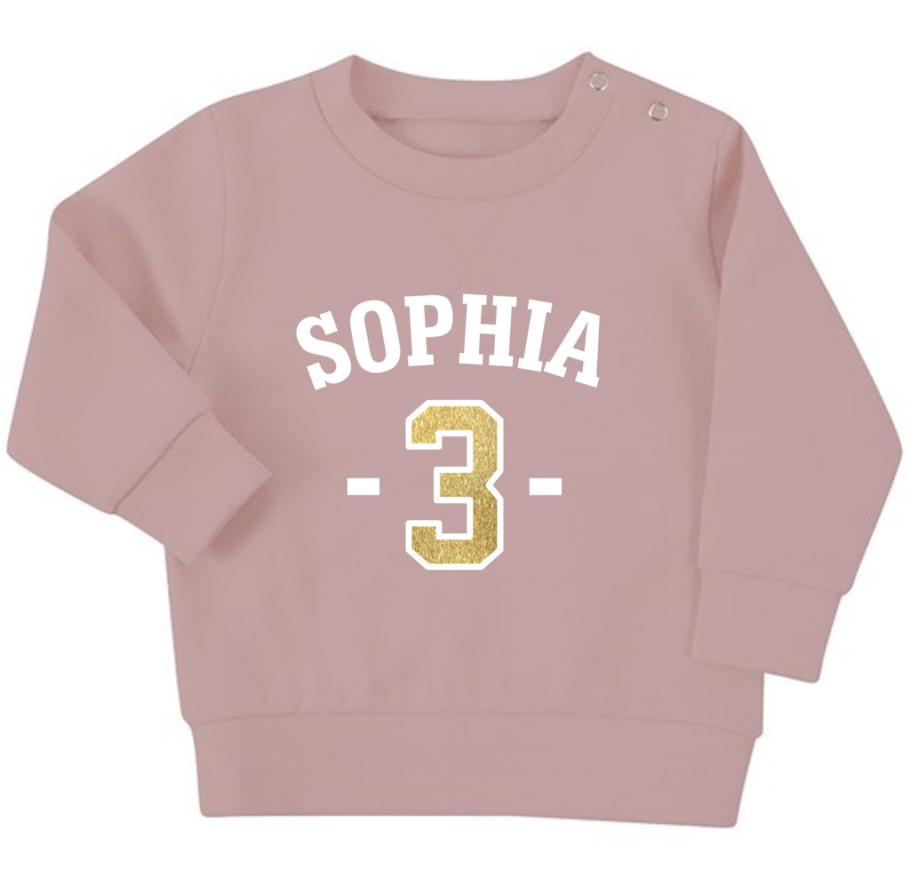 Personalised Name Age Baby & Toddler Sustainable Sweatshirt Birthday Year Outfit