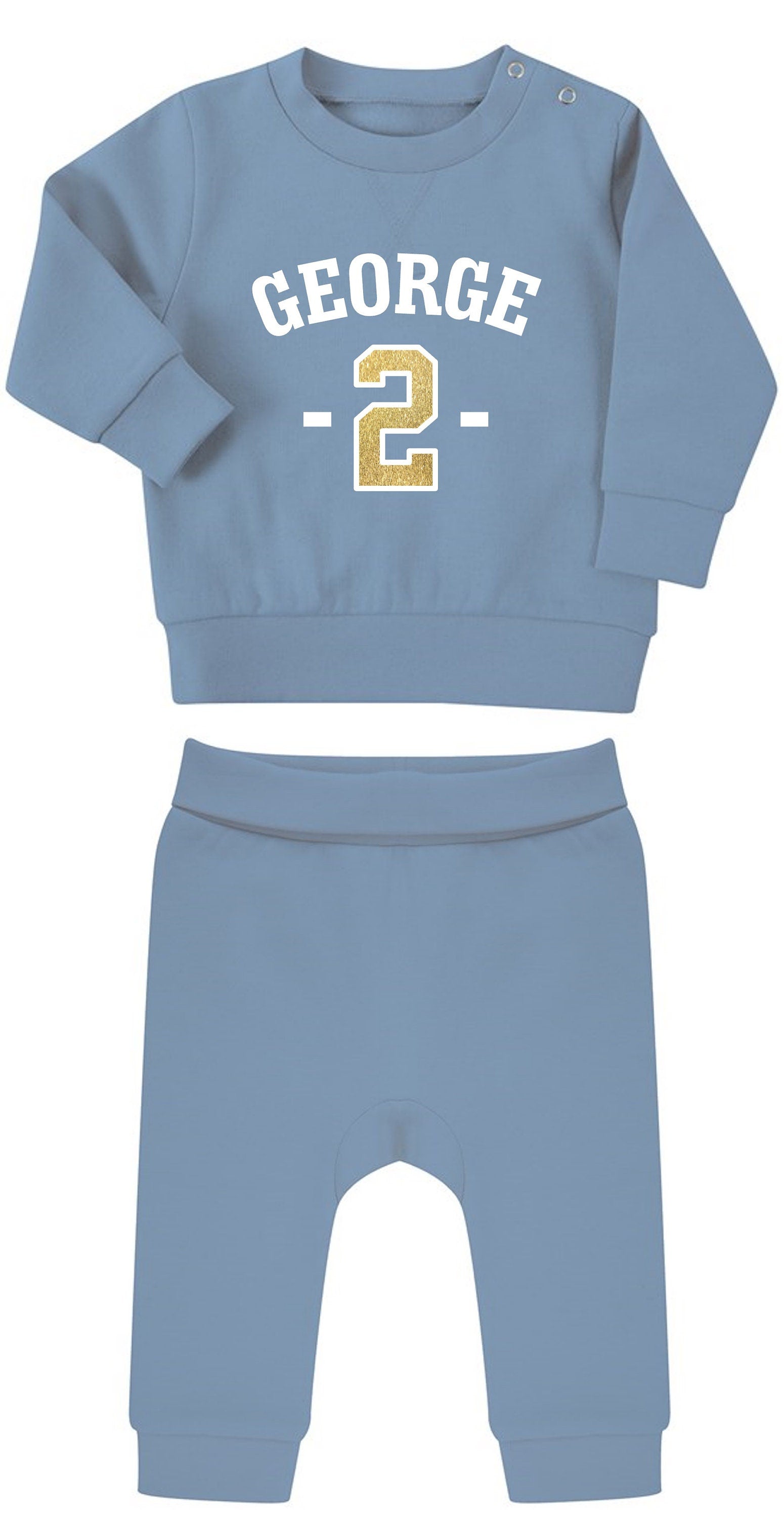 Personalised Name Age Baby & Toddler Sustainable Sweatshirt and Joggers Set Birthday Year Outfit