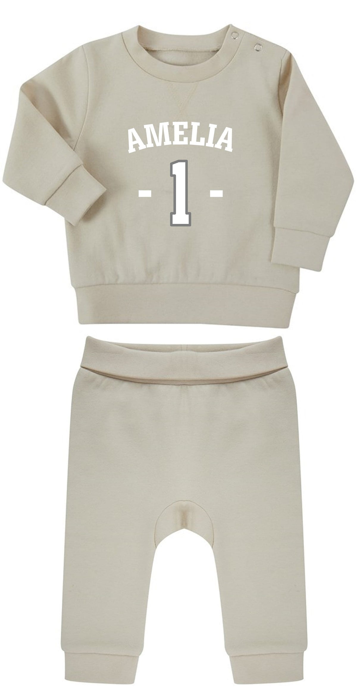 Personalised Name Age Baby & Toddler Sustainable Sweatshirt and Joggers Set Birthday Year Outfit
