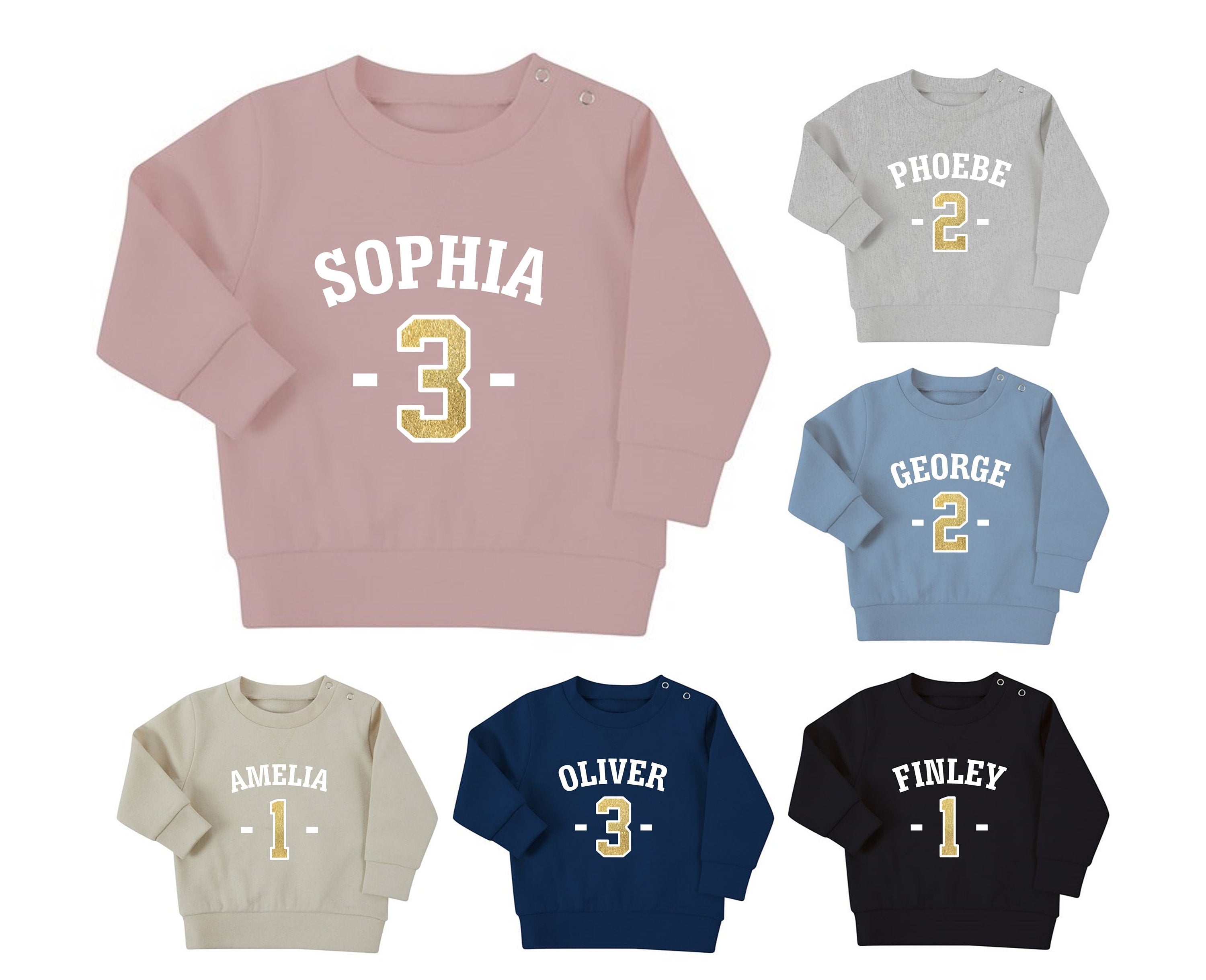 Personalised Name Age Baby & Toddler Sustainable Sweatshirt Birthday Year Outfit