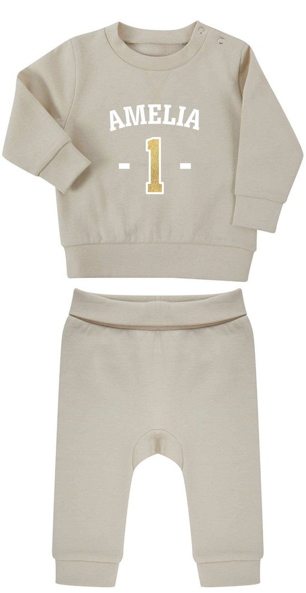 Personalised Name Age Baby & Toddler Sustainable Sweatshirt and Joggers Set Birthday Year Outfit