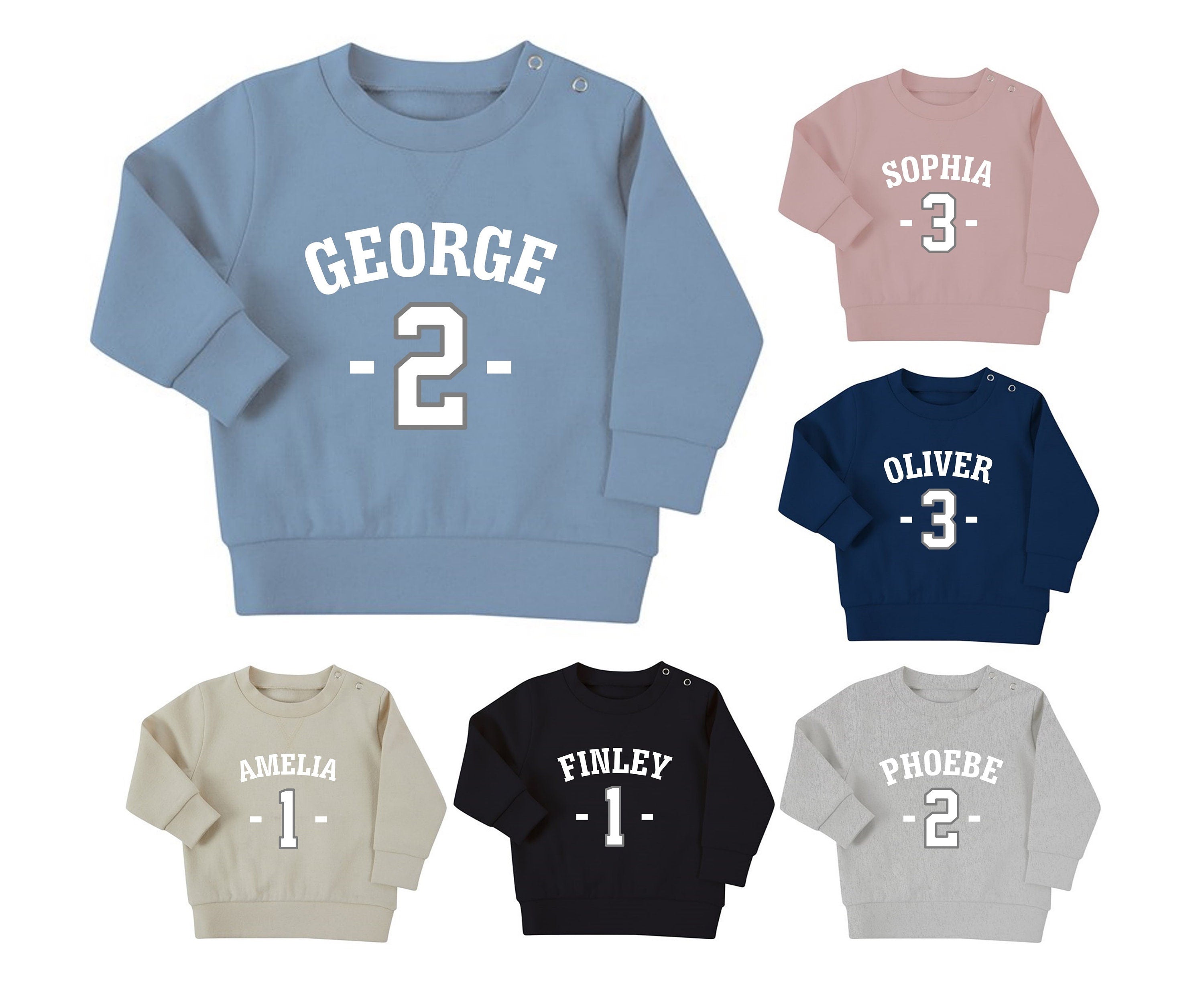 Personalised Name Age Baby & Toddler Sustainable Sweatshirt Birthday Year Outfit