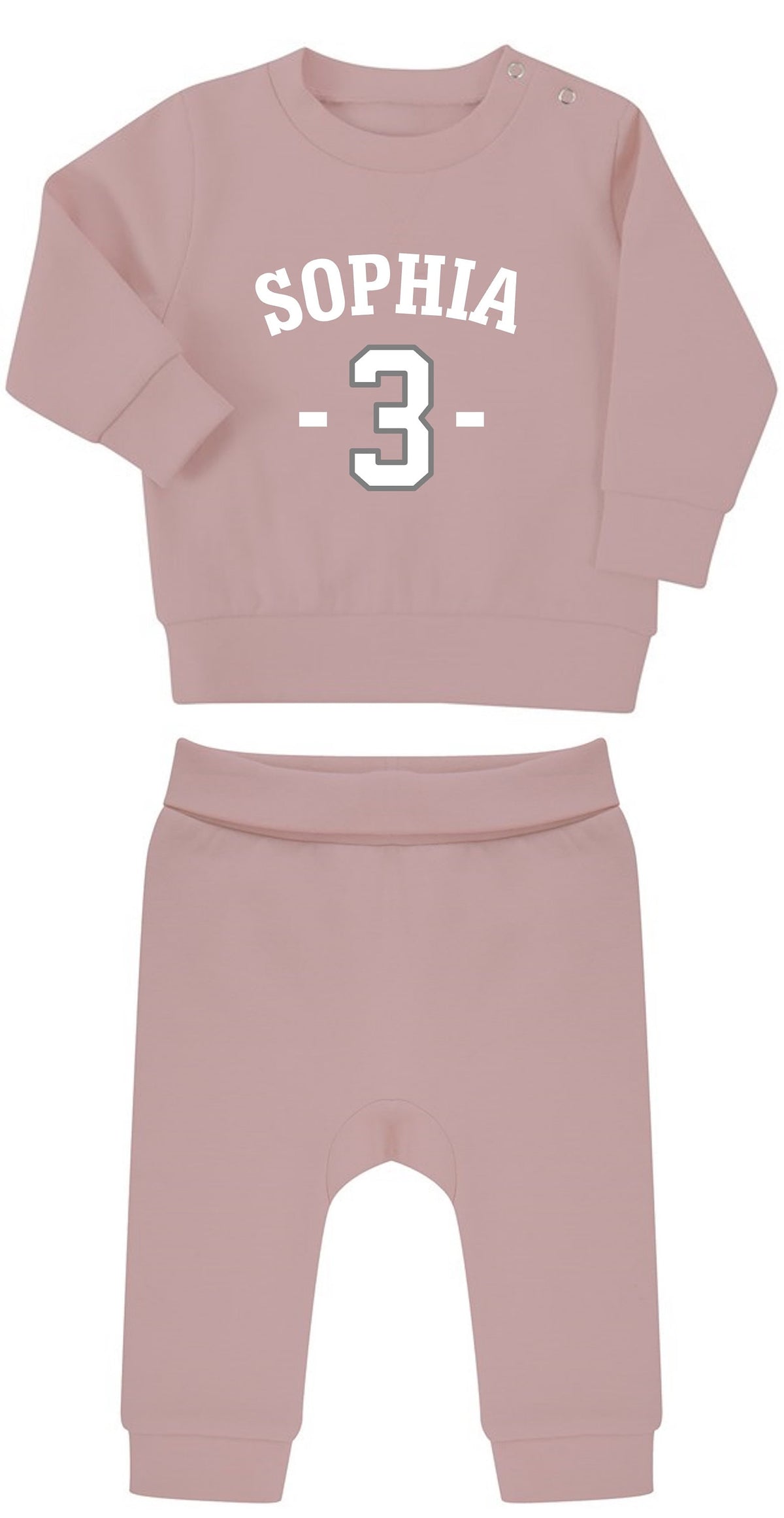 Personalised Name Age Baby & Toddler Sustainable Sweatshirt and Joggers Set Birthday Year Outfit