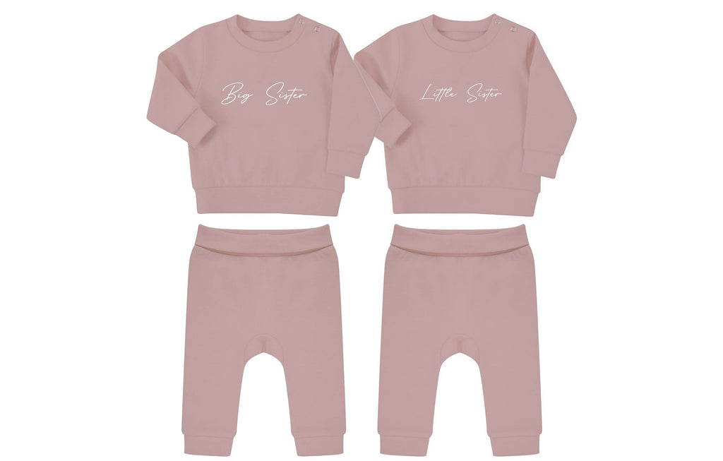 Big & Little Sister Baby Toddler Sustainable Sweatshirt and Joggers Set Matching Outfits