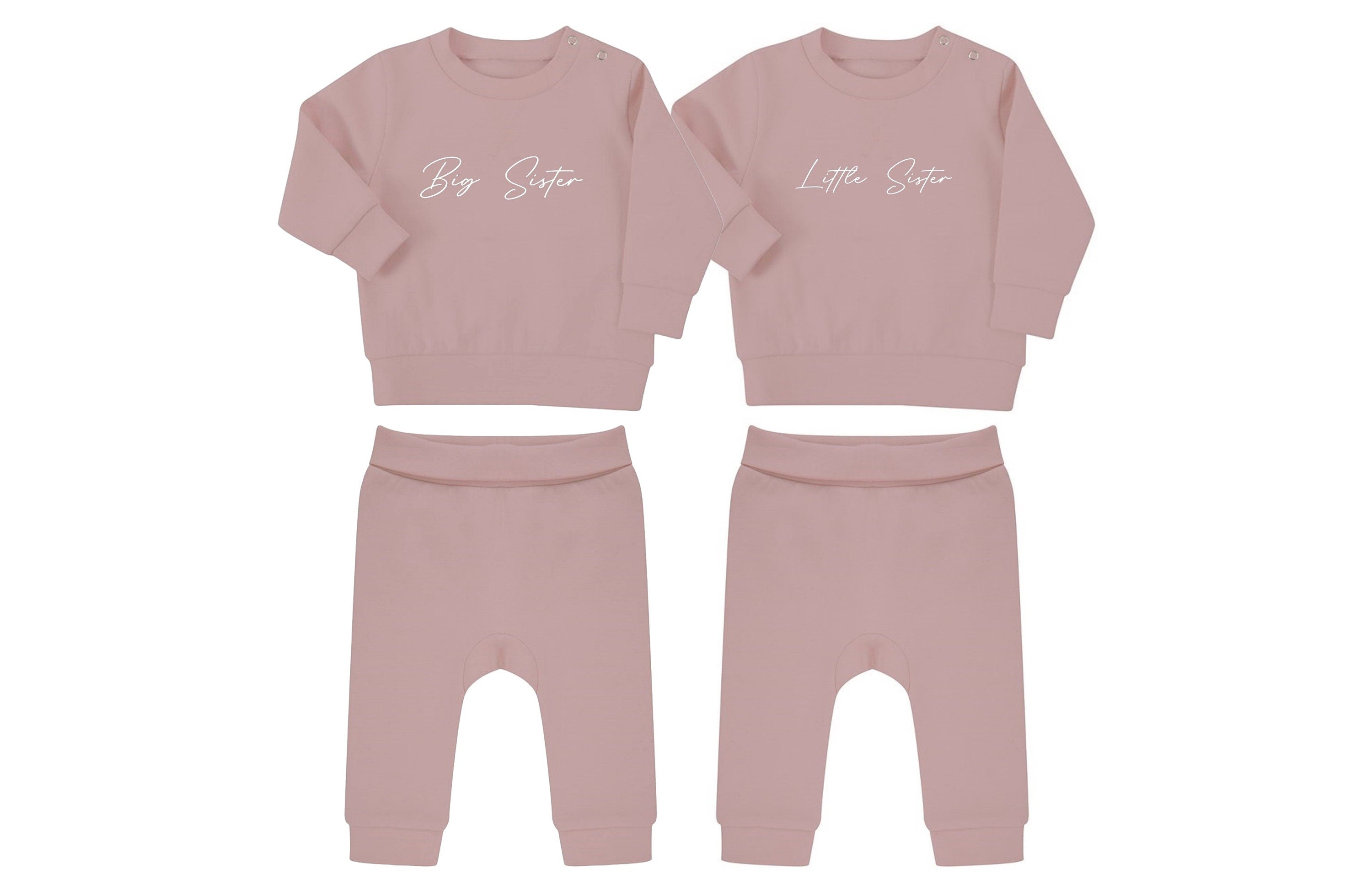 Big & Little Sister Baby Toddler Sustainable Sweatshirt and Joggers Set Matching Outfits