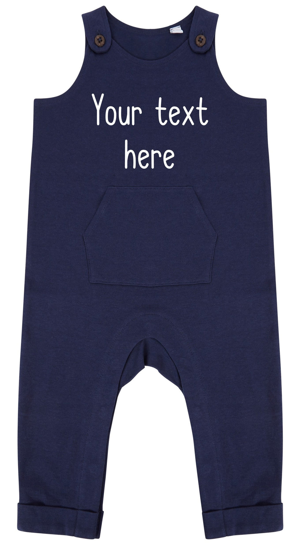 Personalised Text Baby & Toddler Organic Cotton Dungarees