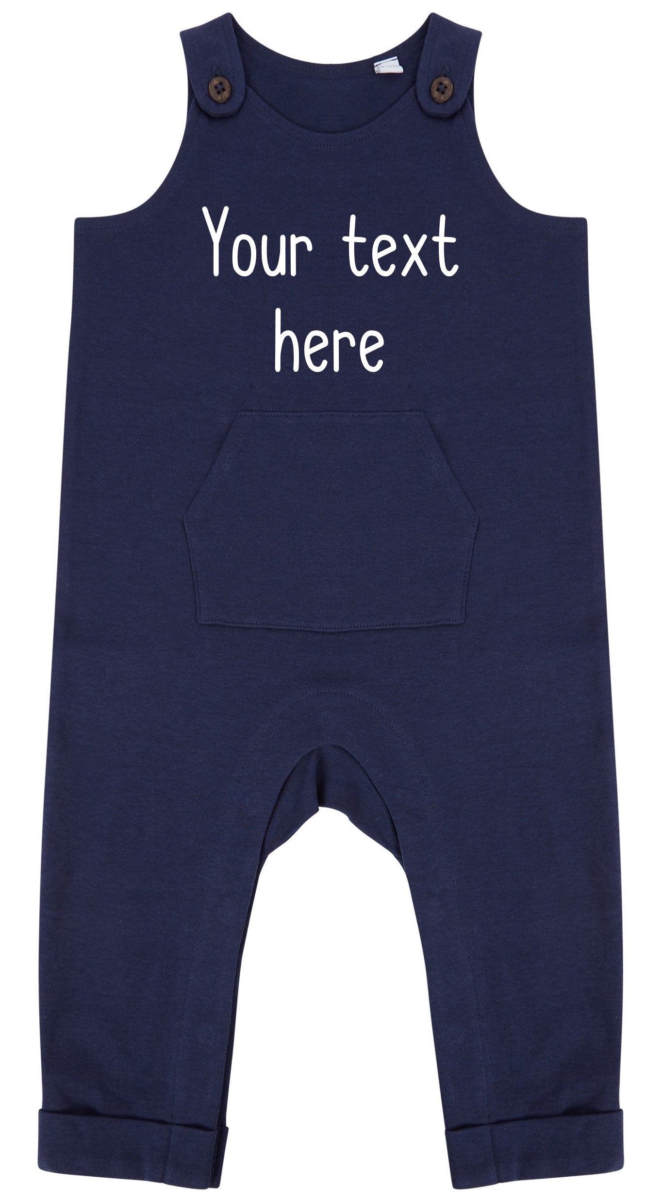 Personalised Text Baby & Toddler Organic Cotton Dungarees