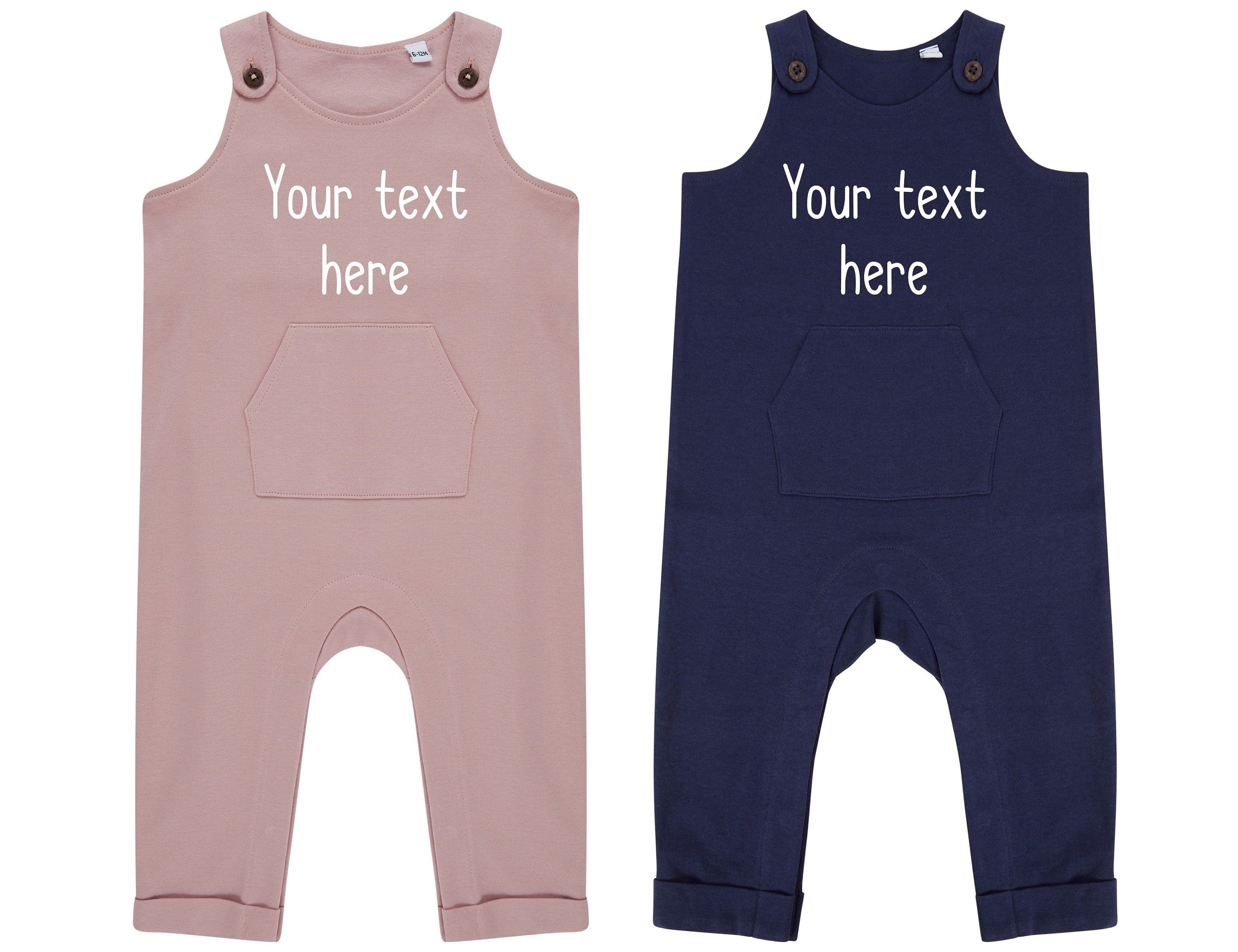 Personalised Text Baby & Toddler Organic Cotton Dungarees