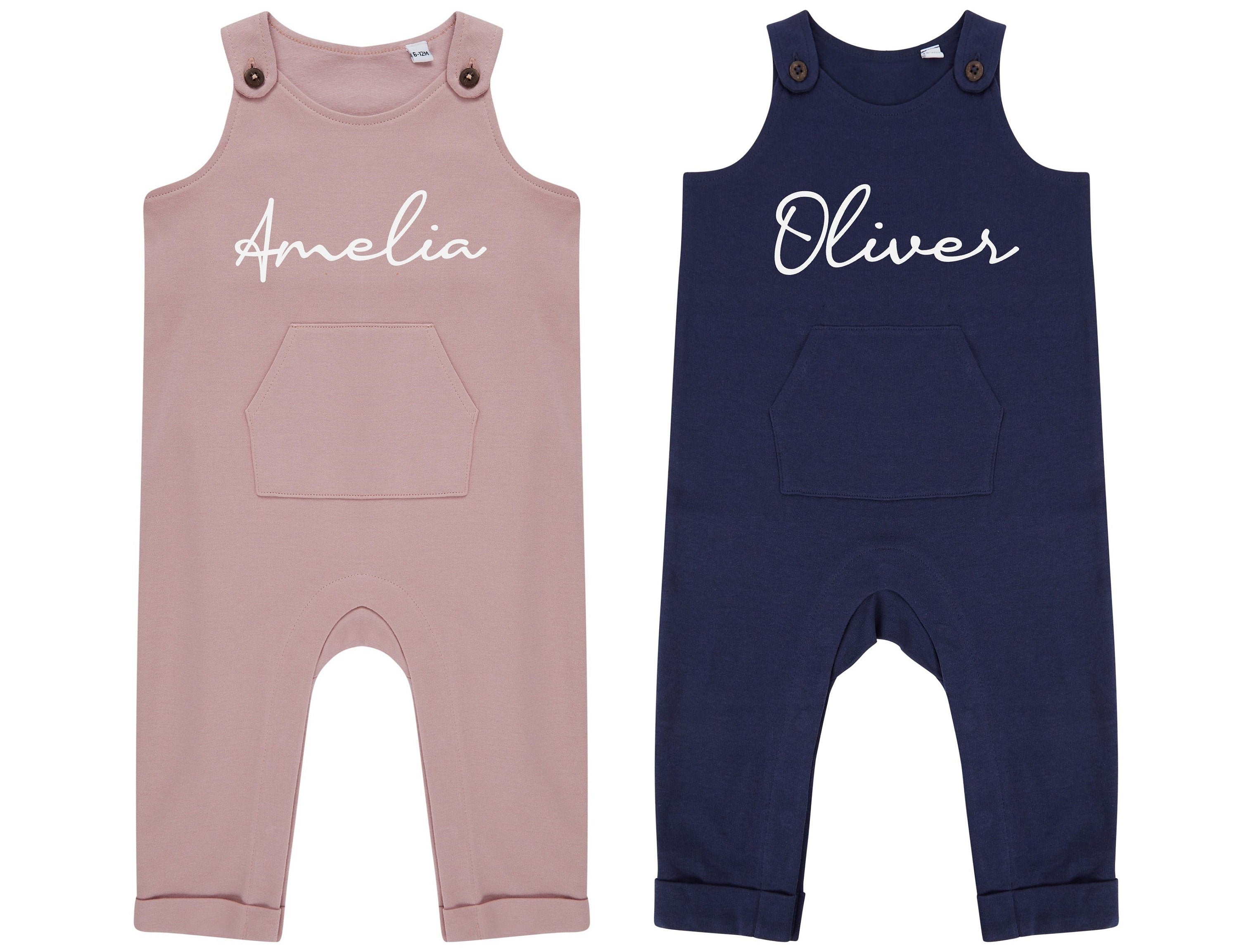 Personalised Name Baby & Toddler Organic Cotton Dungarees