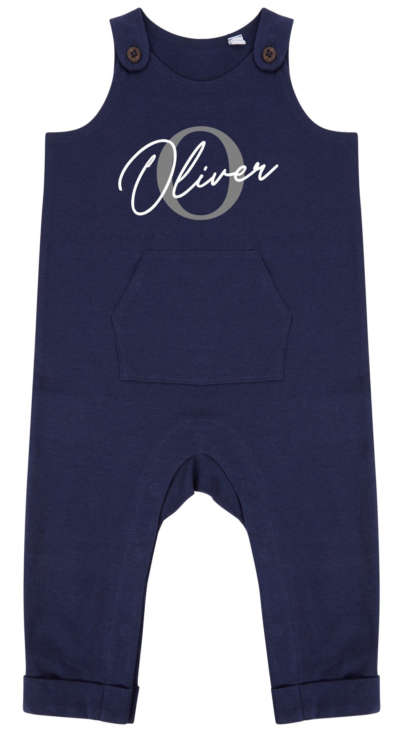 Personalised Name Initial Baby & Toddler Organic Cotton Dungarees