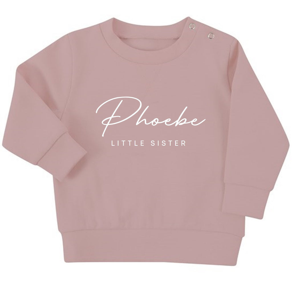 Personalised Name Big & Little Sister Baby Toddler Sustainable Sweatshirt Set Matching Outfits