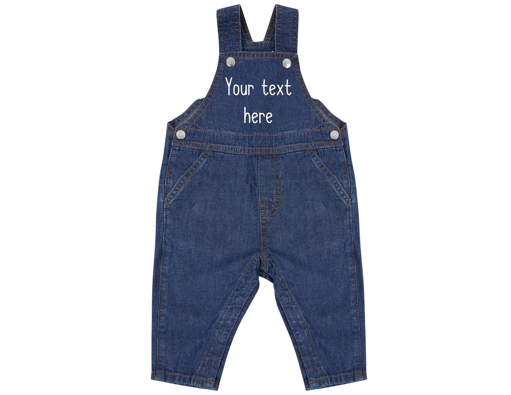 Personalised Text Baby & Toddler Cotton Denim Dungarees