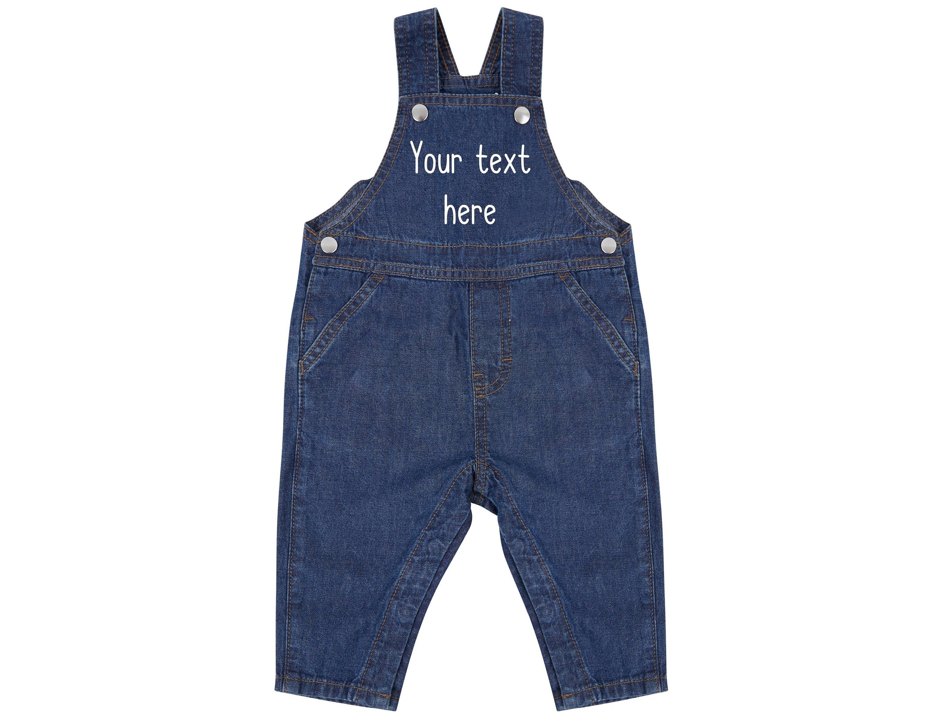 Personalised Text Baby & Toddler Cotton Denim Dungarees