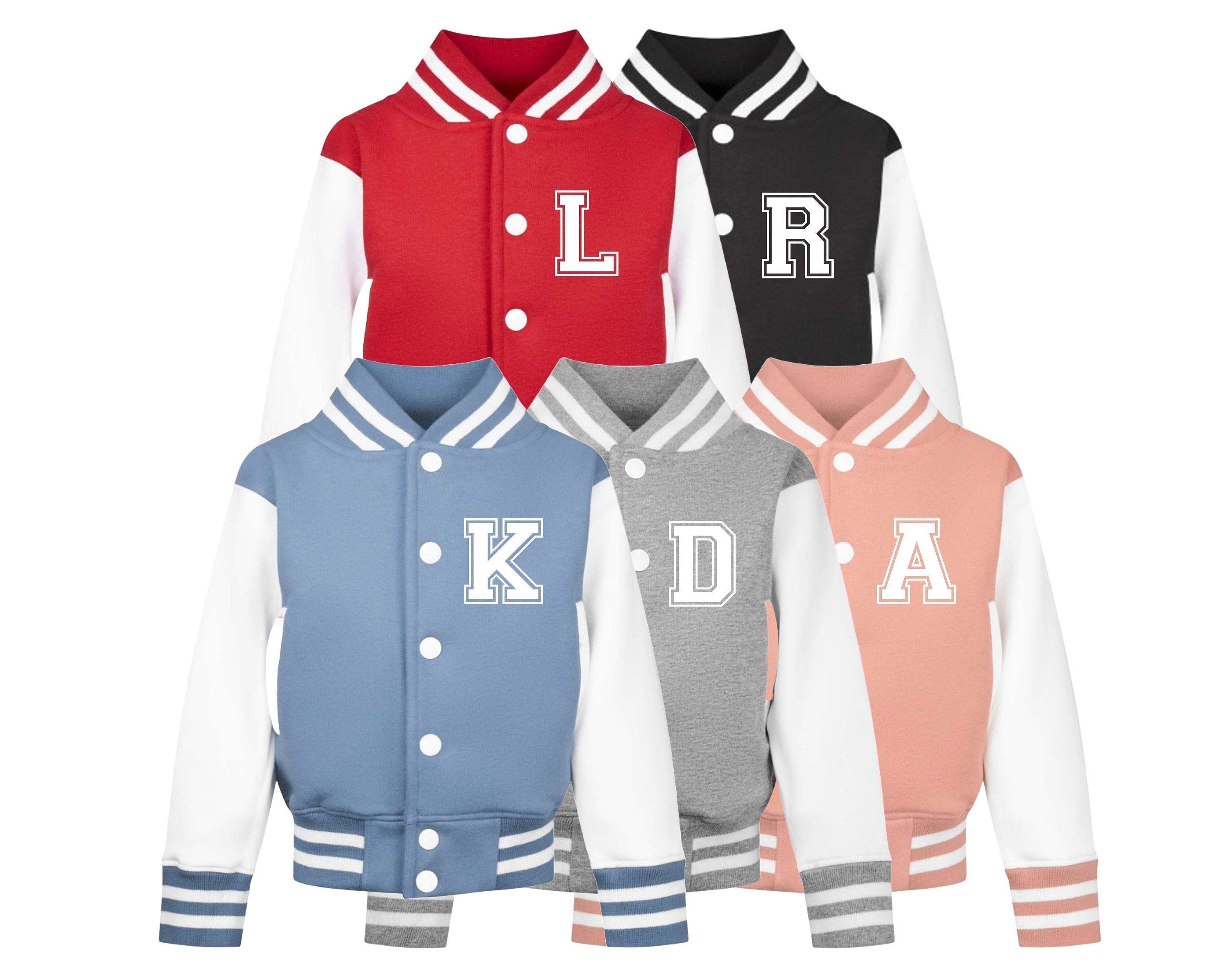 Personalised Initials Toddler & Kids Varsity Jacket Custom College Baseball Letterman