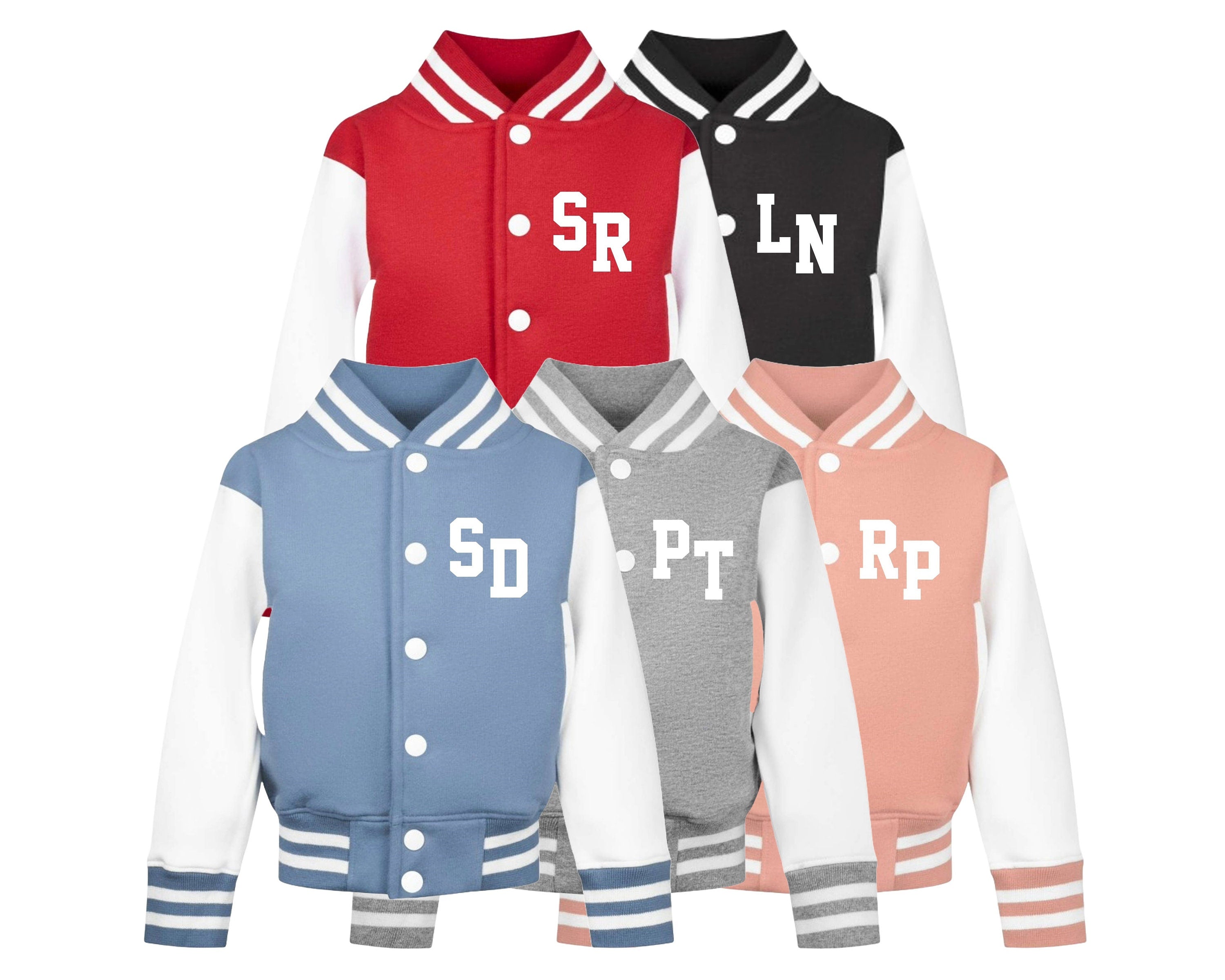 Personalised Initials Toddler & Kids Varsity Jacket Custom College Baseball Letterman