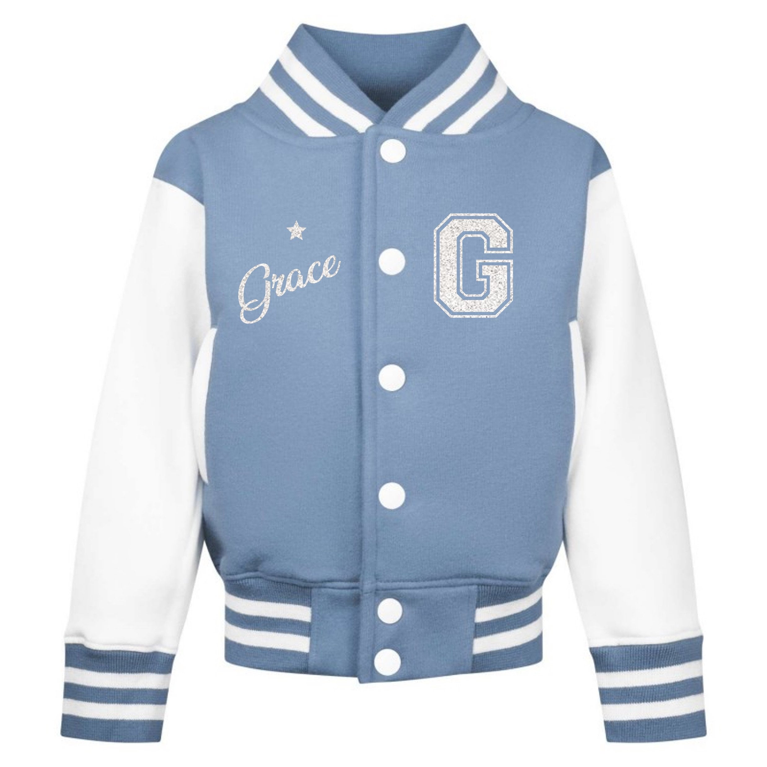Personalised Name Initials Toddler & Kids Varsity Jacket Custom College Baseball Letterman