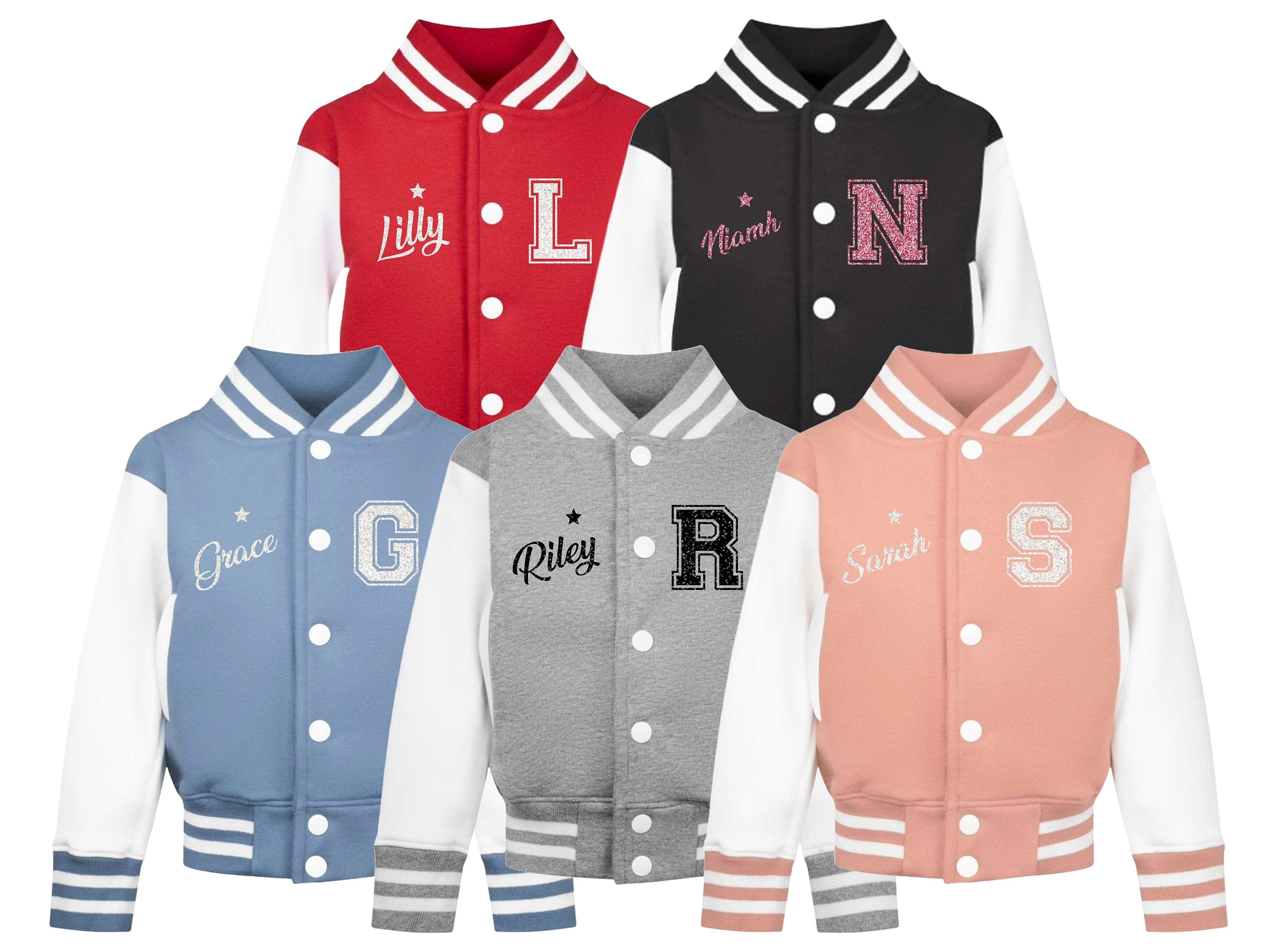 Personalised Name Initials Toddler & Kids Varsity Jacket Custom College Baseball Letterman