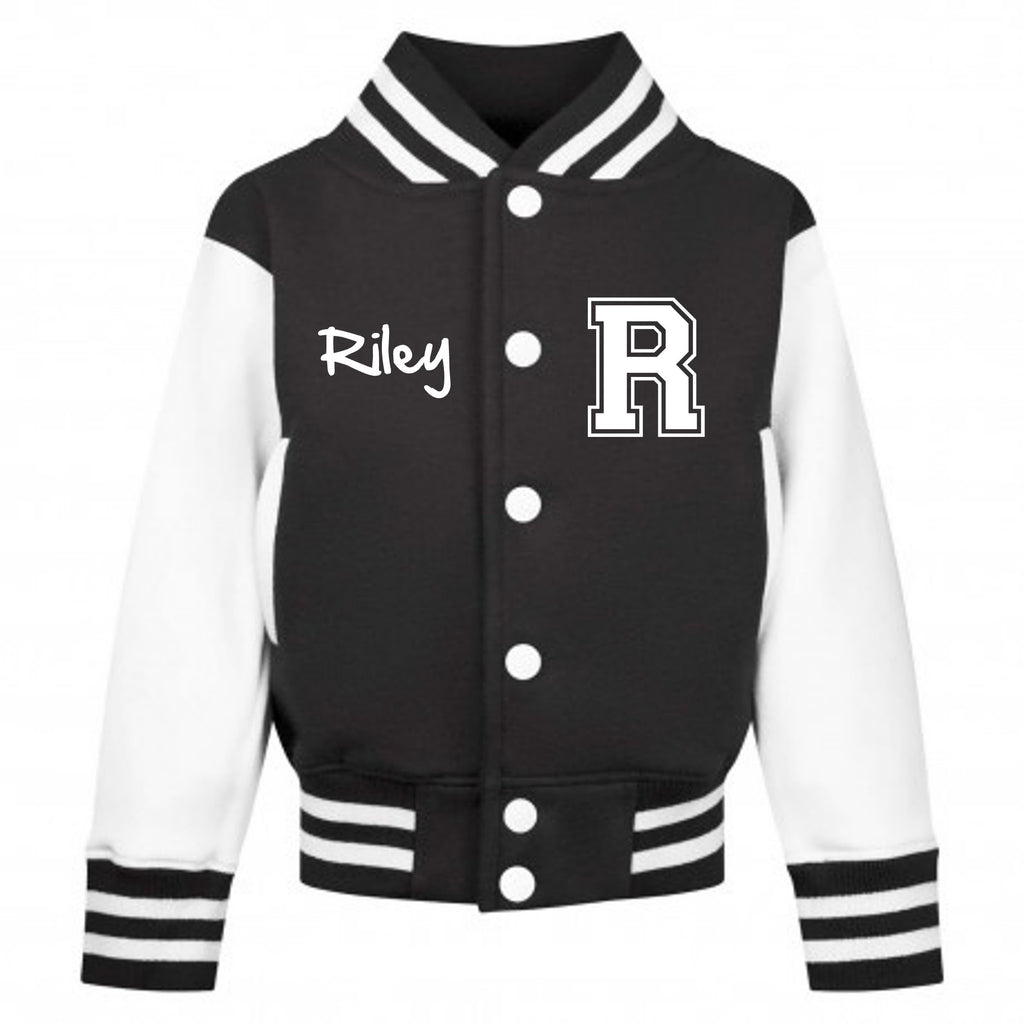 Personalised Name Initials Toddler & Kids Varsity Jacket Custom College Baseball Letterman
