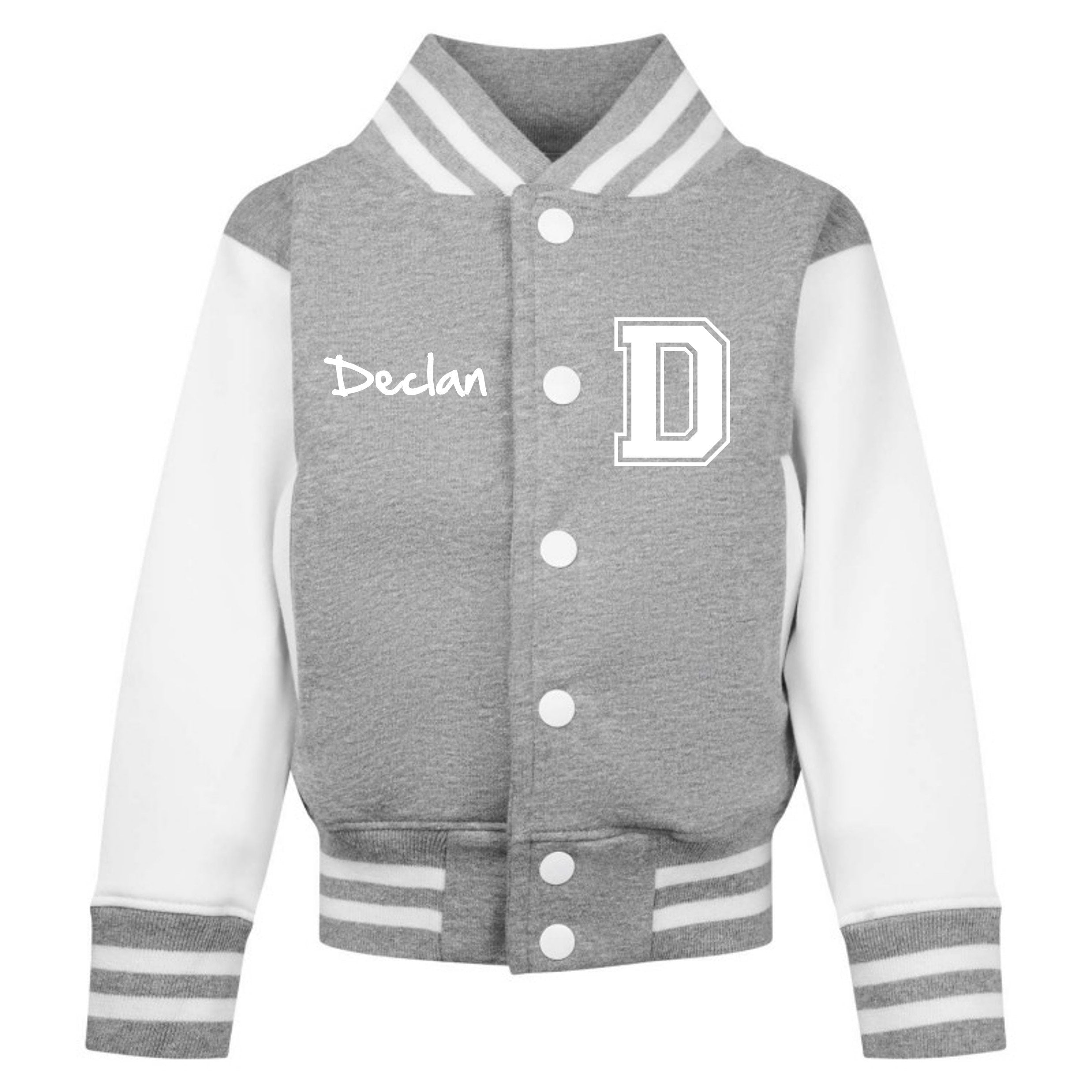Personalised Name Initials Toddler & Kids Varsity Jacket Custom College Baseball Letterman