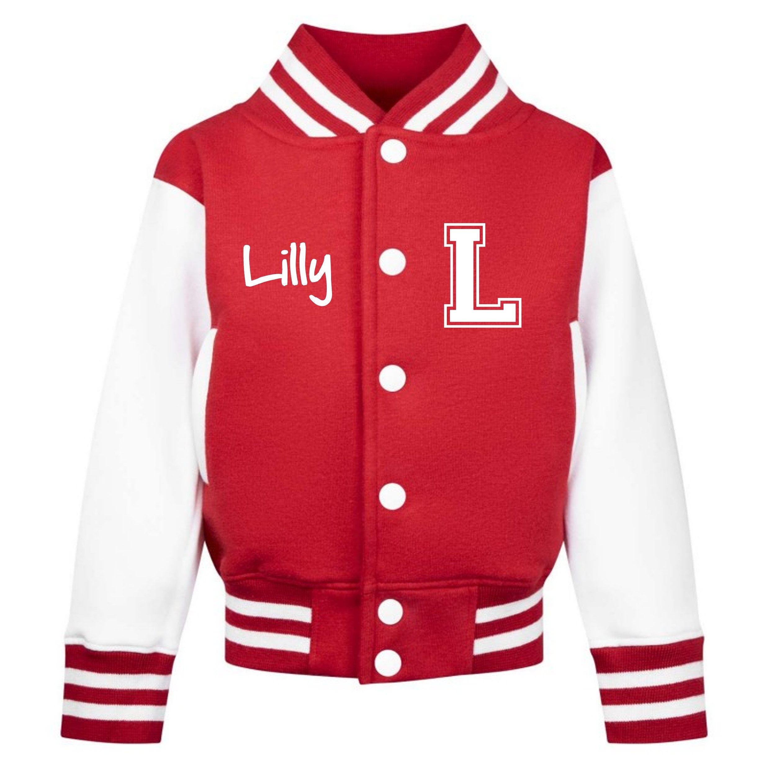 Personalised Name Initials Toddler & Kids Varsity Jacket Custom College Baseball Letterman