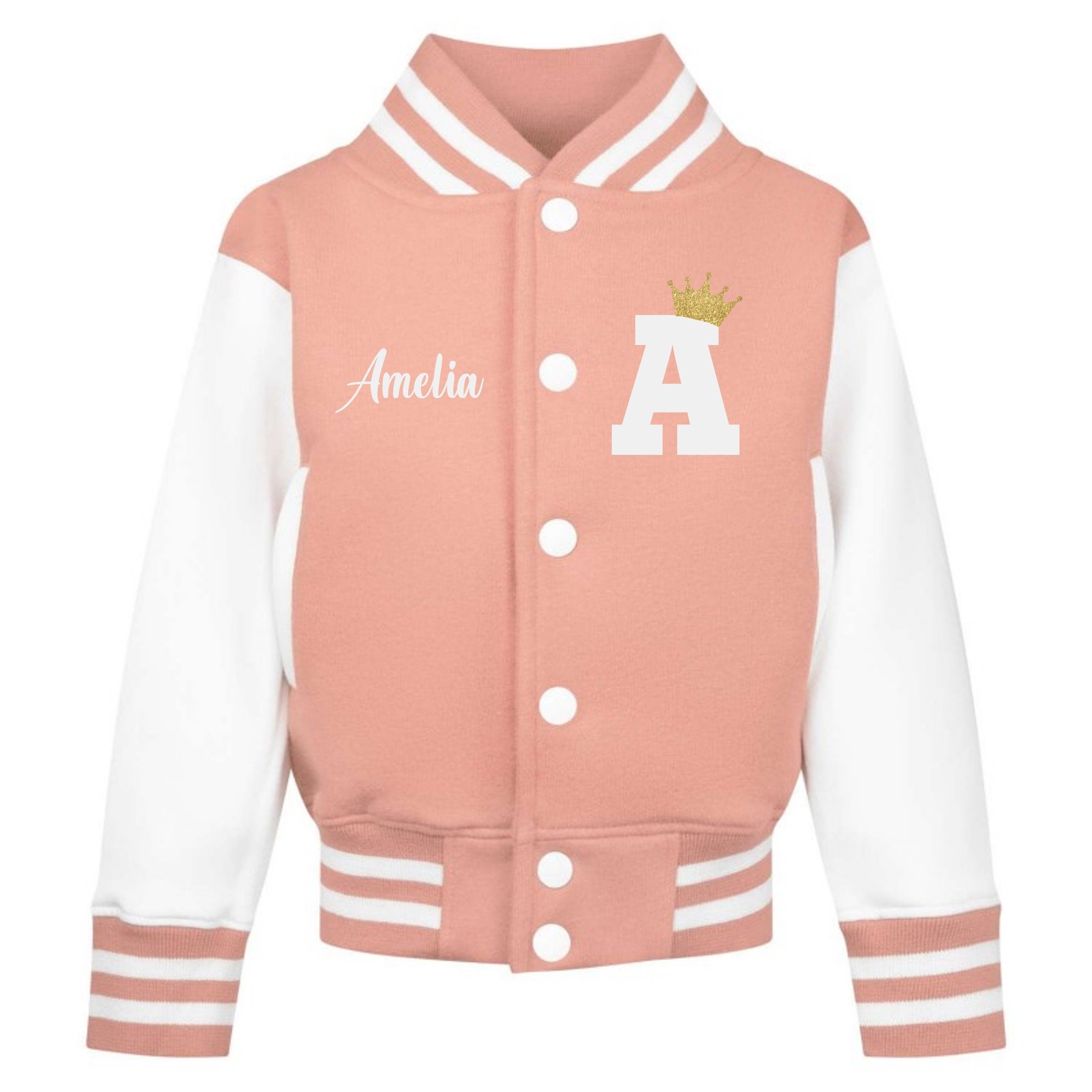Personalised Name Initials Toddler & Kids Varsity Jacket Custom College Baseball Letterman