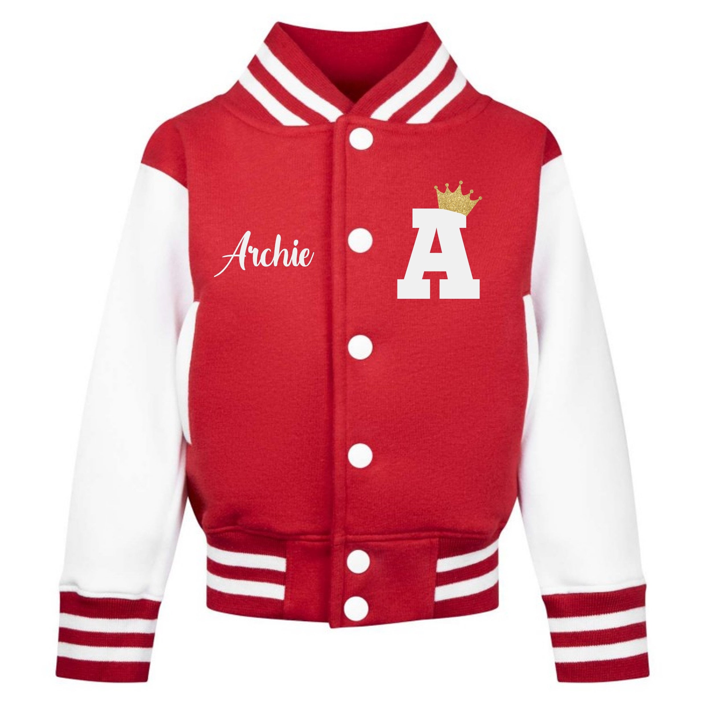 Personalised Name Initials Toddler & Kids Varsity Jacket Custom College Baseball Letterman