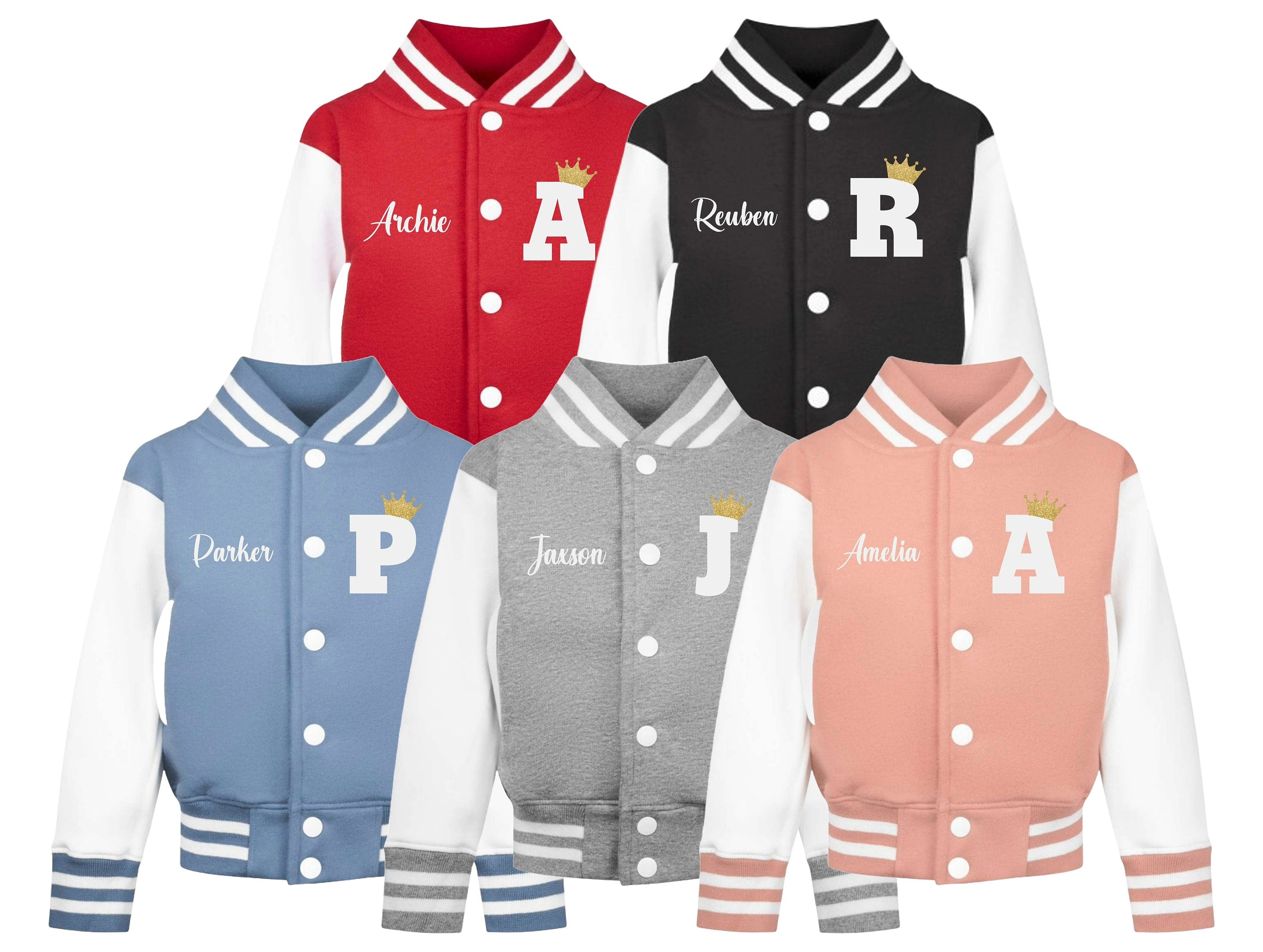 Personalised Name Initials Toddler & Kids Varsity Jacket Custom College Baseball Letterman