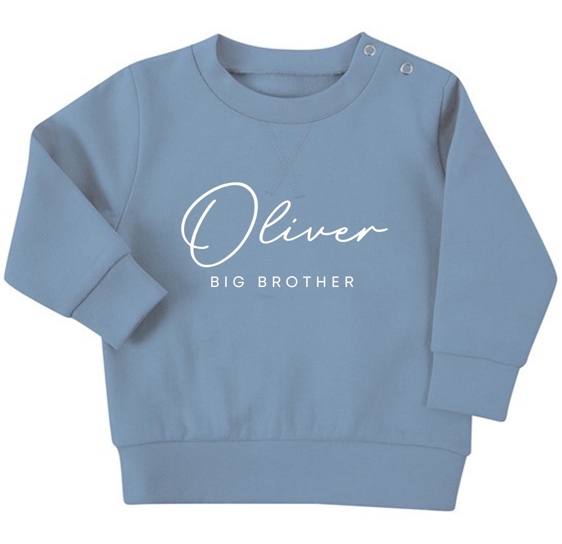 Personalised Name Big & Little Brother Baby Toddler Sustainable Sweatshirt Set Matching Outfits