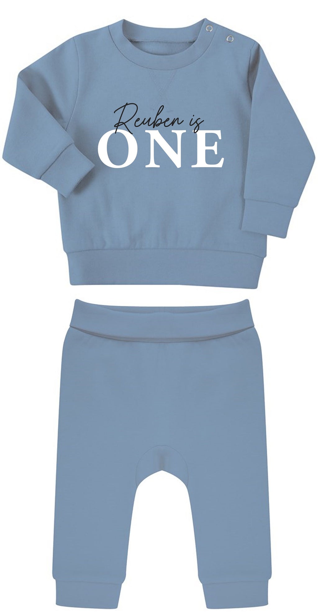 Personalised Name I Am One Baby & Toddler Sustainable Sweatshirt and Joggers Set First Birthday Outfit