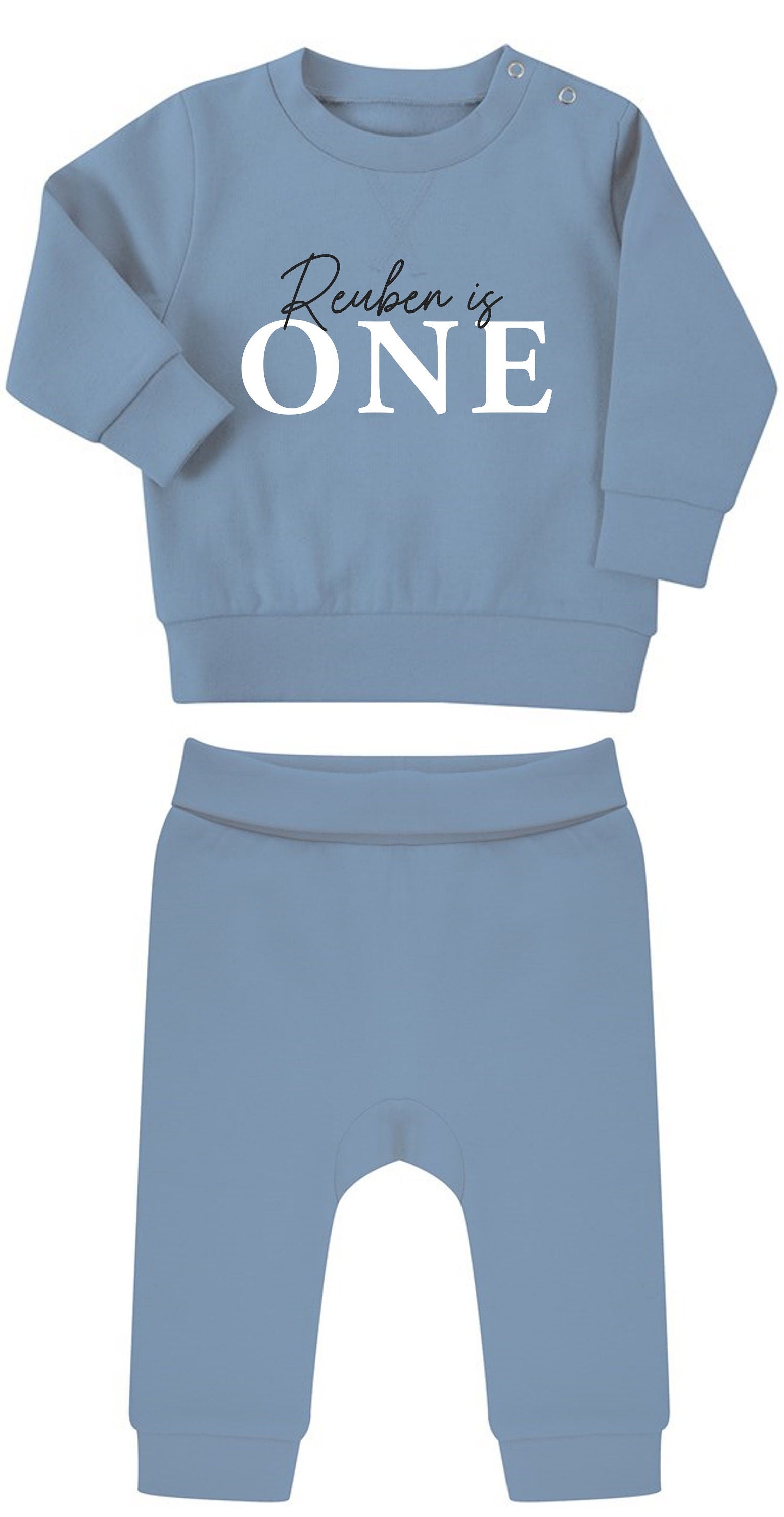 Personalised Name I Am One Baby & Toddler Sustainable Sweatshirt and Joggers Set First Birthday Outfit