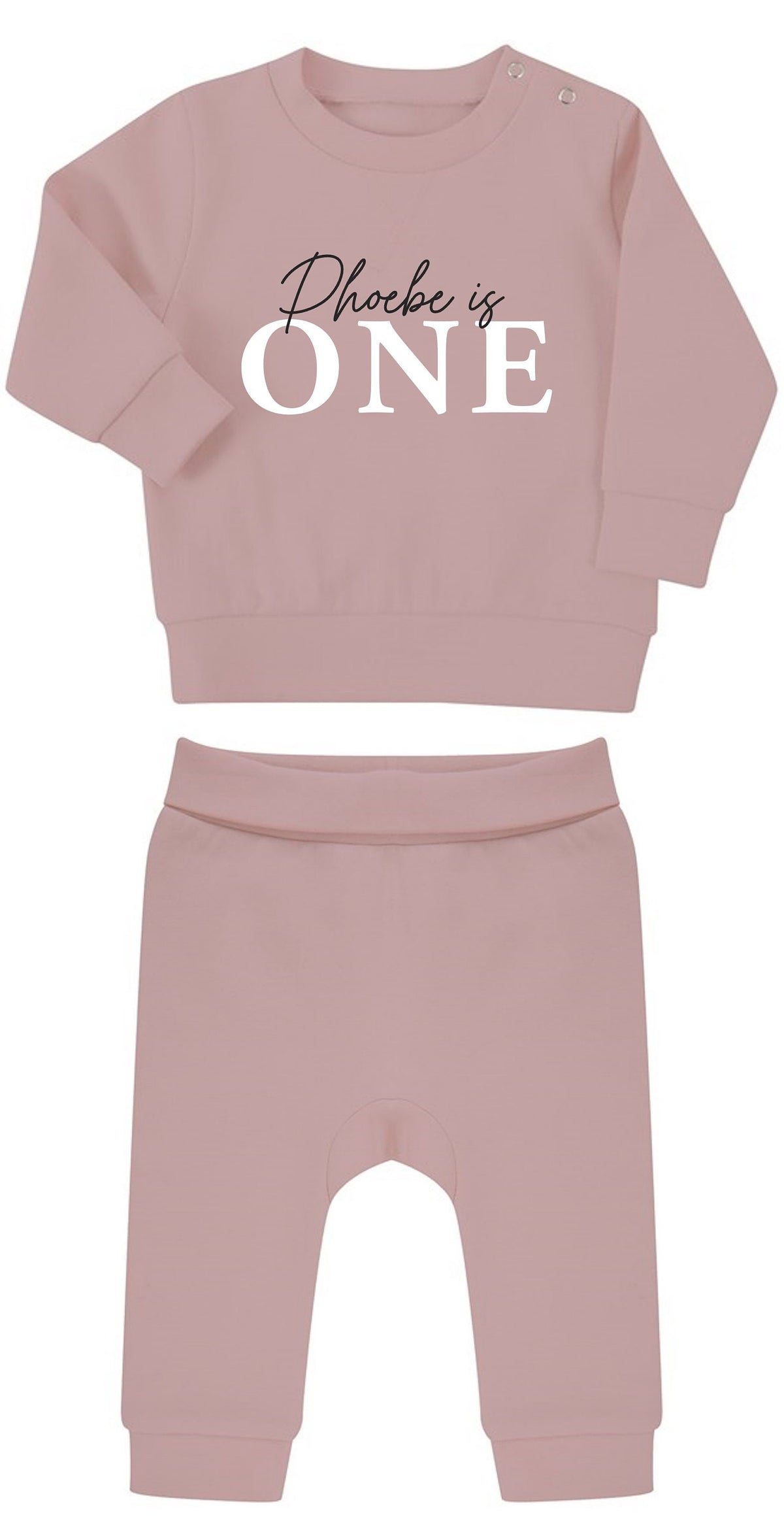 Personalised Name I Am One Baby & Toddler Sustainable Sweatshirt and Joggers Set First Birthday Outfit