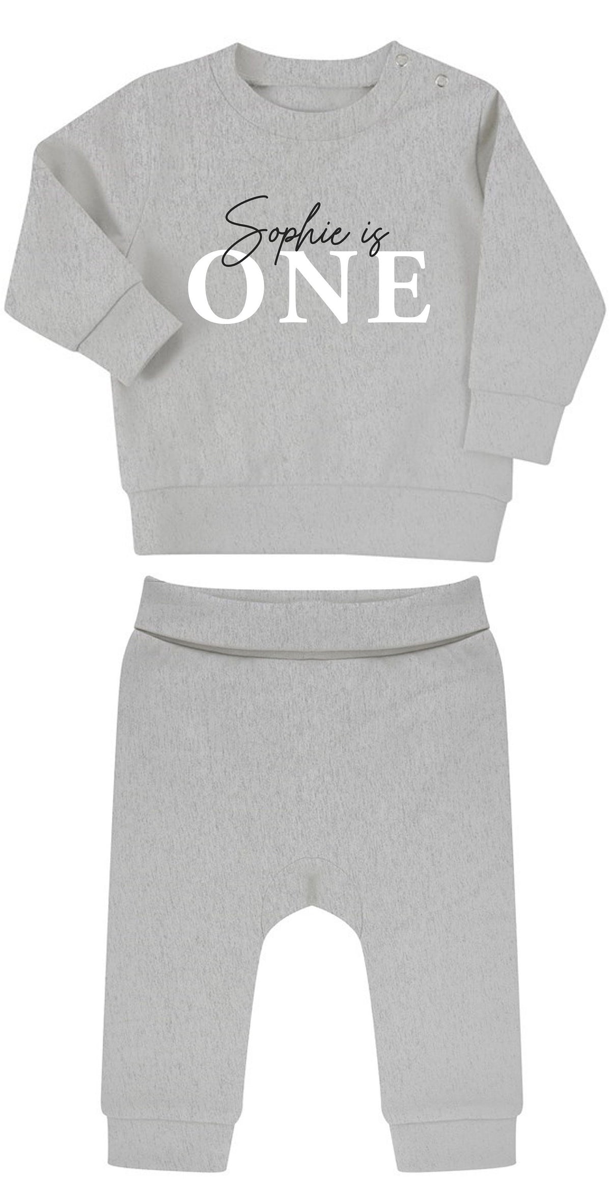 Personalised Name I Am One Baby & Toddler Sustainable Sweatshirt and Joggers Set First Birthday Outfit