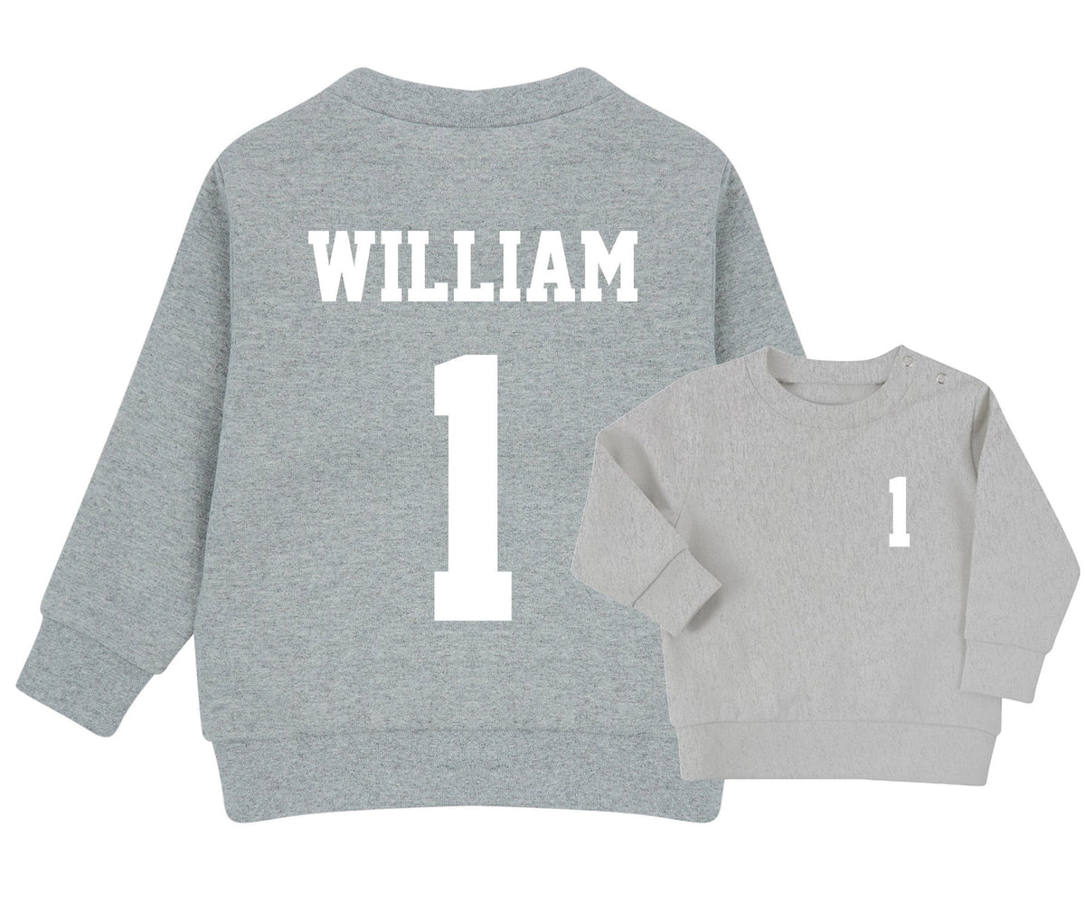 Personalised Football Name Age Baby & Toddler Sustainable Sweatshirt Birthday Party Outfit