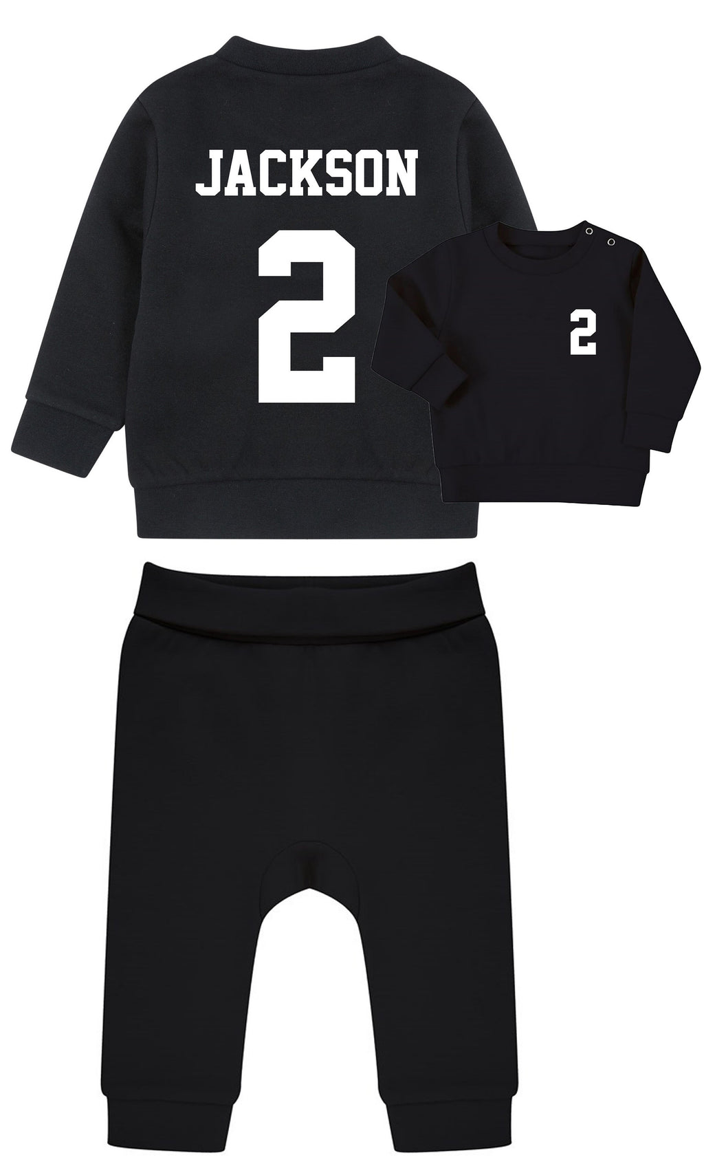 Personalised Football Name Age Baby & Toddler Sustainable Sweatshirt and Joggers Set Birthday Party Outfit