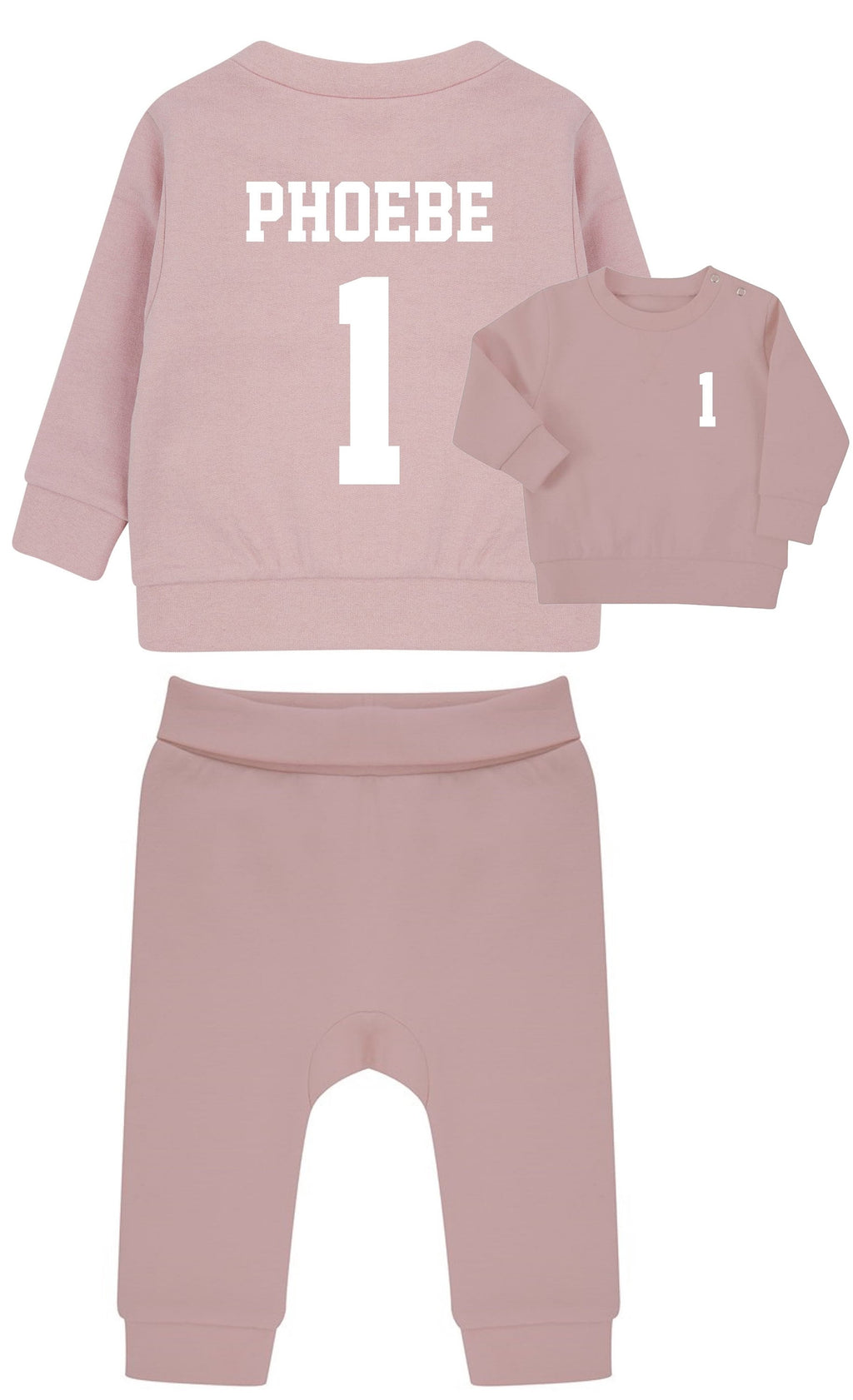 Personalised Football Name Age Baby & Toddler Sustainable Sweatshirt and Joggers Set Birthday Party Outfit