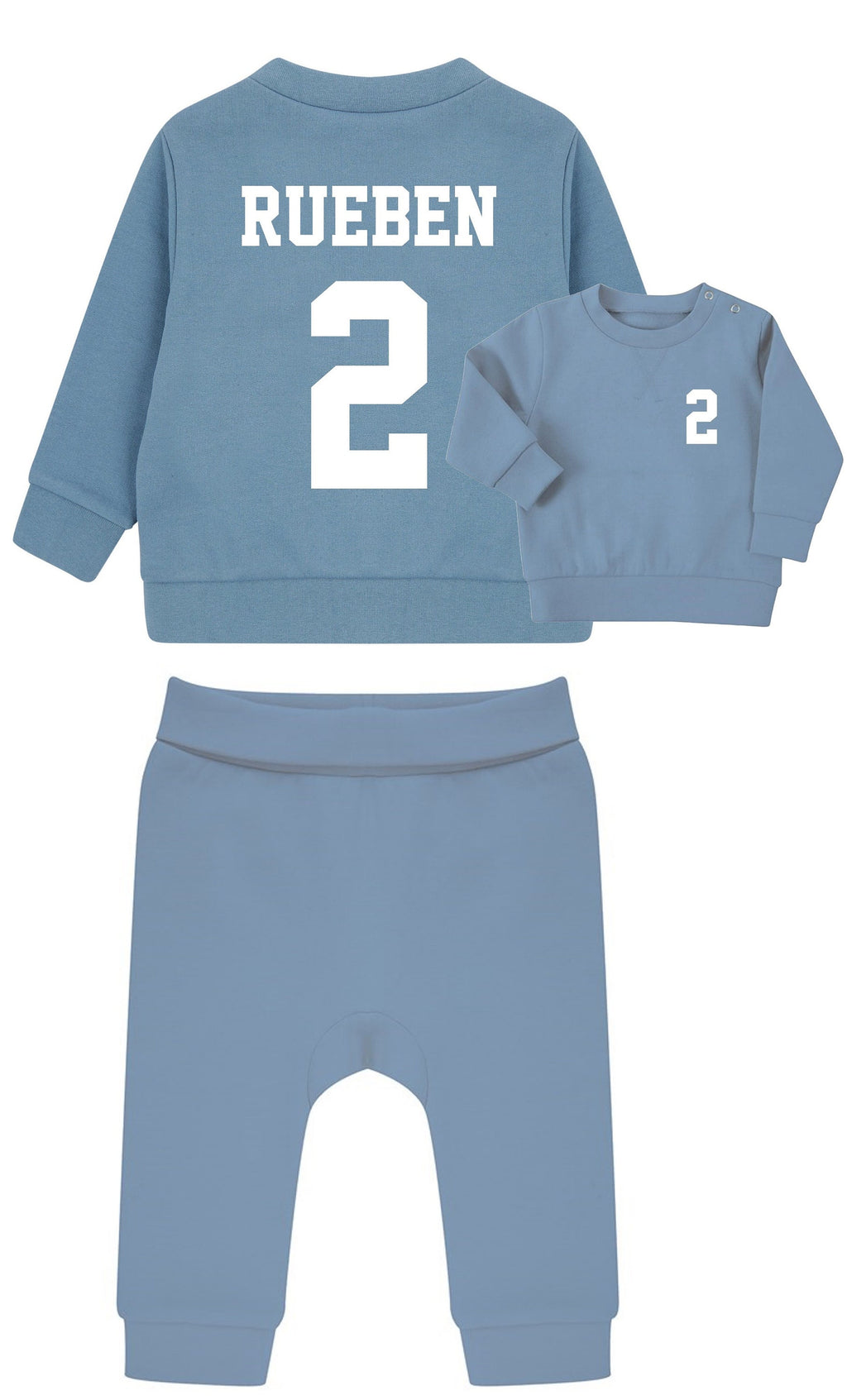 Personalised Football Name Age Baby & Toddler Sustainable Sweatshirt and Joggers Set Birthday Party Outfit