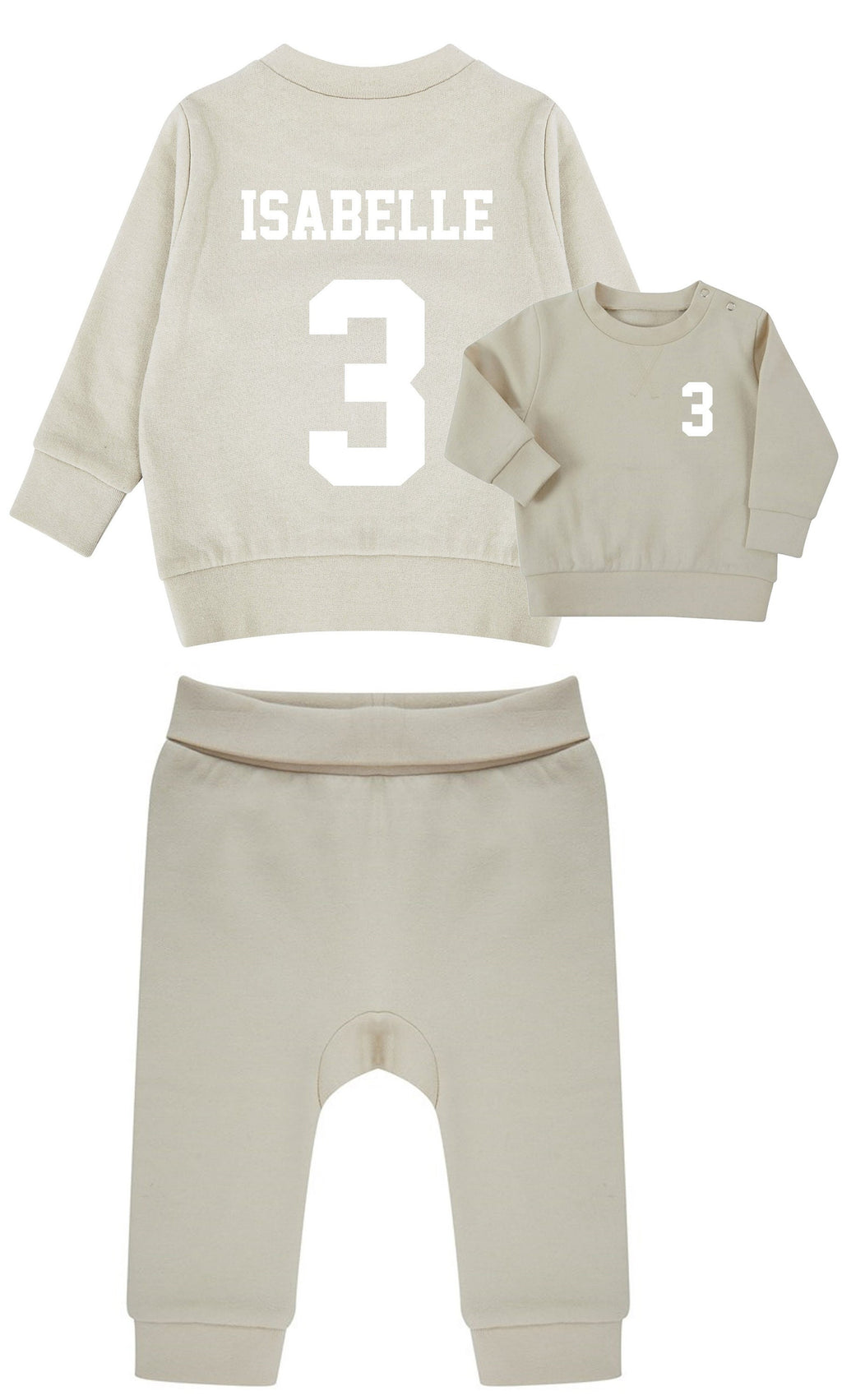 Personalised Football Name Age Baby & Toddler Sustainable Sweatshirt and Joggers Set Birthday Party Outfit