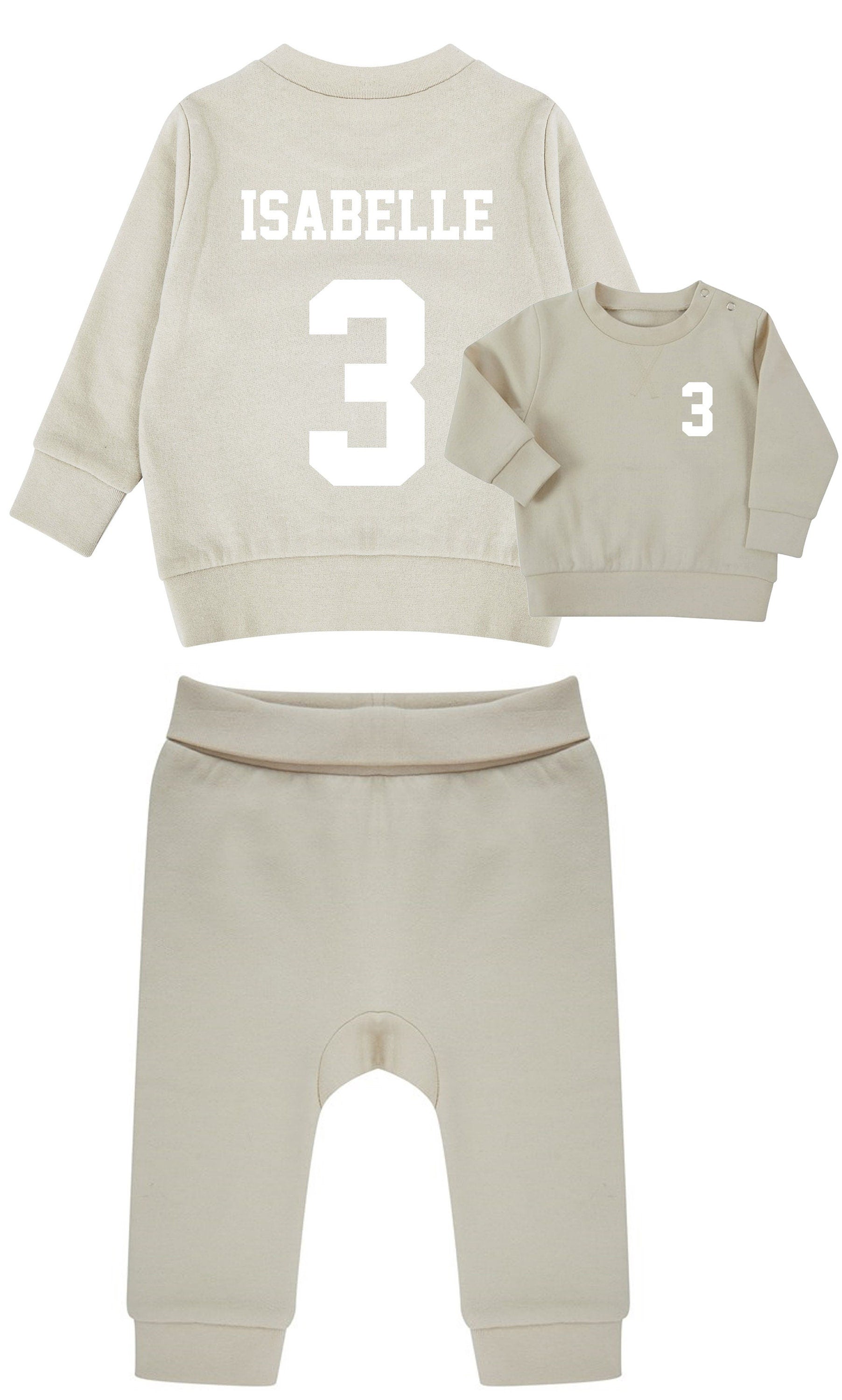 Personalised Football Name Age Baby & Toddler Sustainable Sweatshirt and Joggers Set Birthday Party Outfit