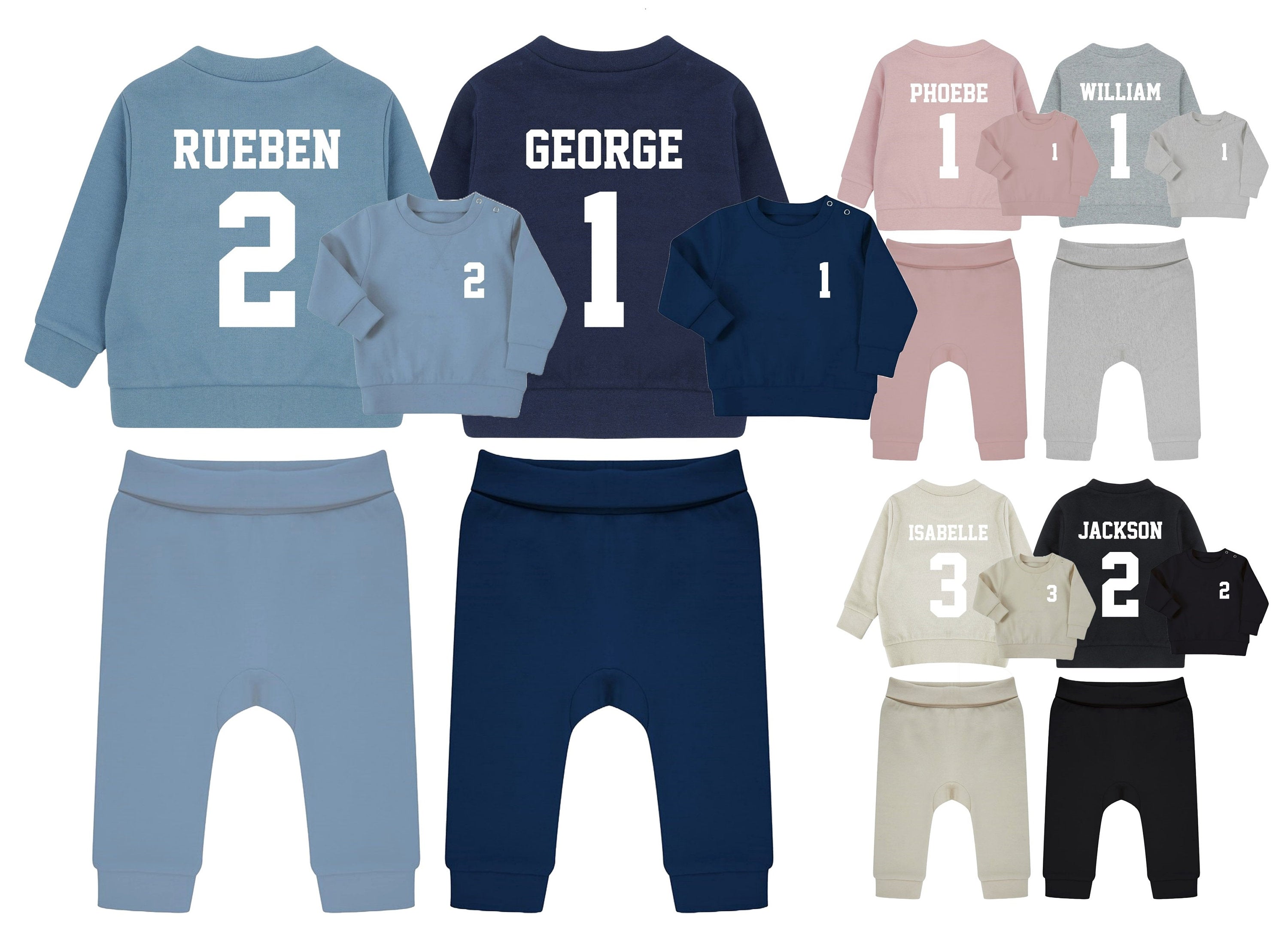 Personalised Football Name Age Baby & Toddler Sustainable Sweatshirt and Joggers Set Birthday Party Outfit