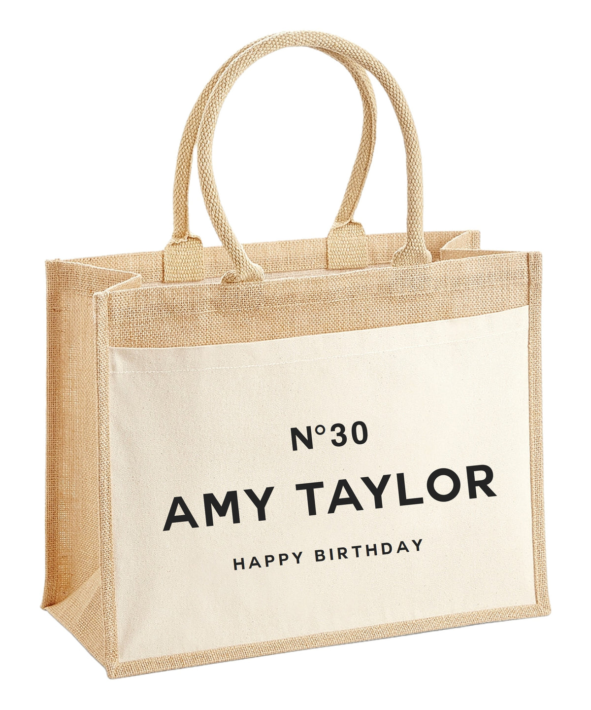 Personalised Birthday Gift Jute Bags Name Age Travel Celebration Tote 21st 30th 40th 50th 60th