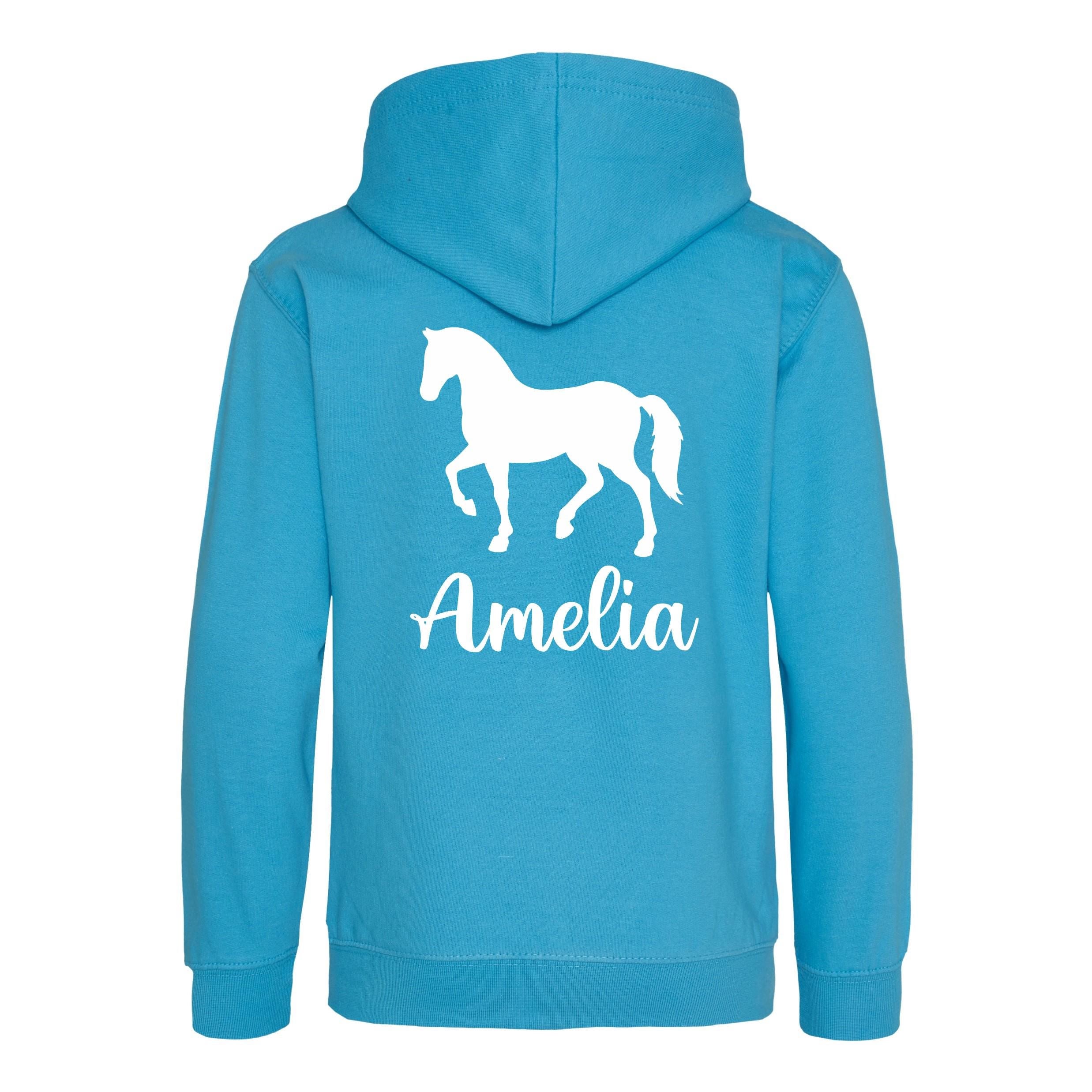 Girls Personalised Name Horse Riding Hoodie Pony Rider Club Sweatshirt Jacket