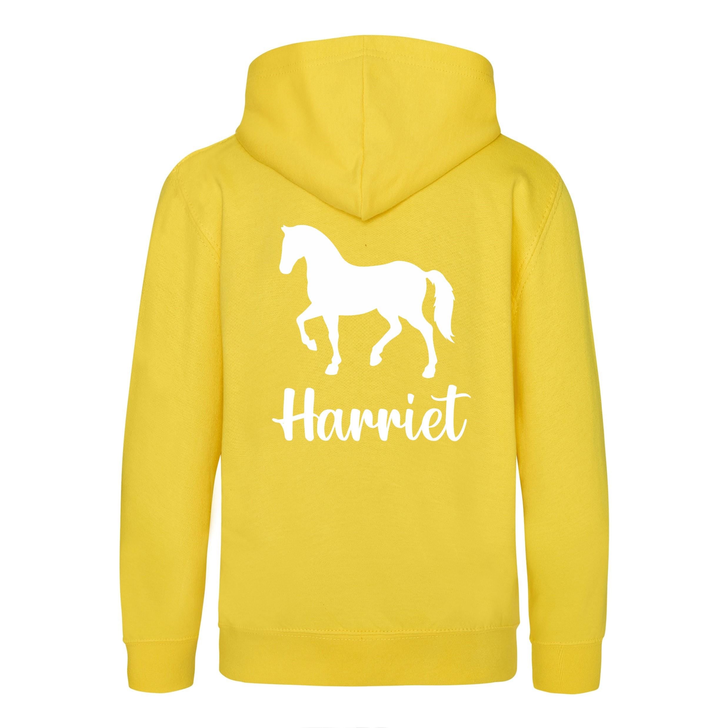 Girls Personalised Name Horse Riding Hoodie Pony Rider Club Sweatshirt Jacket