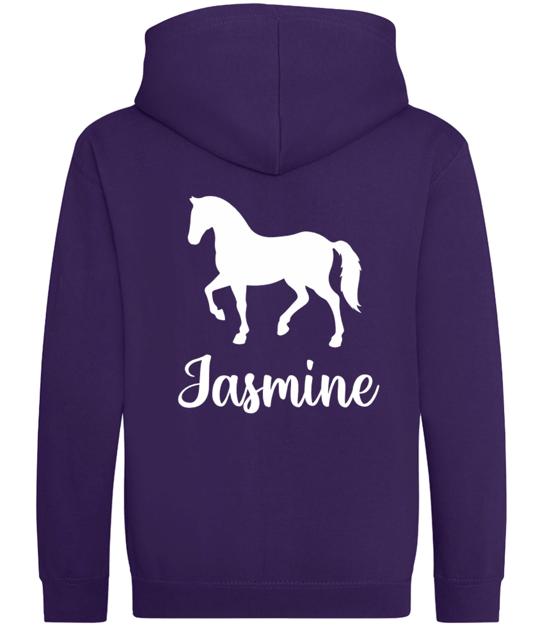 Girls Personalised Name Horse Riding Zip Up Hoodie Pony Rider Club Sweatshirt Jacket