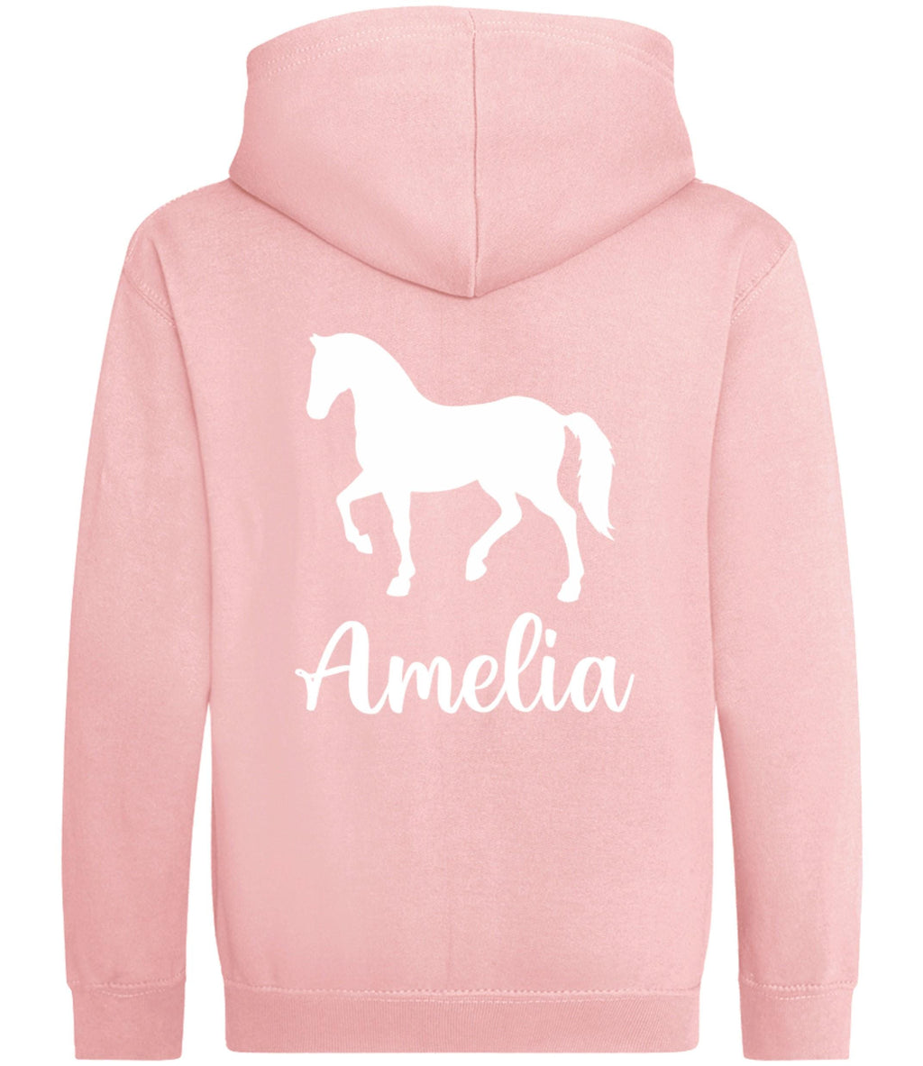 Girls Personalised Name Horse Riding Zip Up Hoodie Pony Rider Club Sweatshirt Jacket